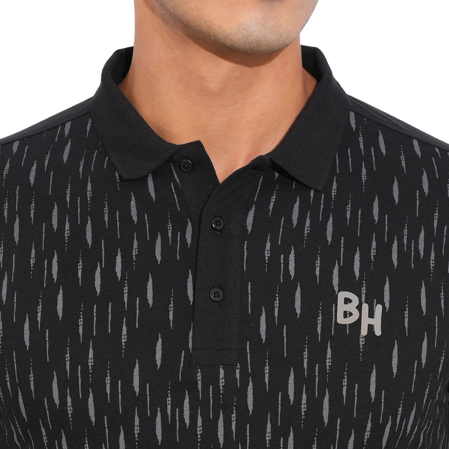 Black Regular Fit Men's Polo T-Shirt by Being Human Clothing - Image 5