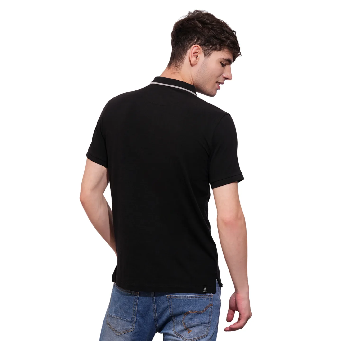 Black Regular Fit Men's Polo T-Shirt by Being Human Clothing - Image 3