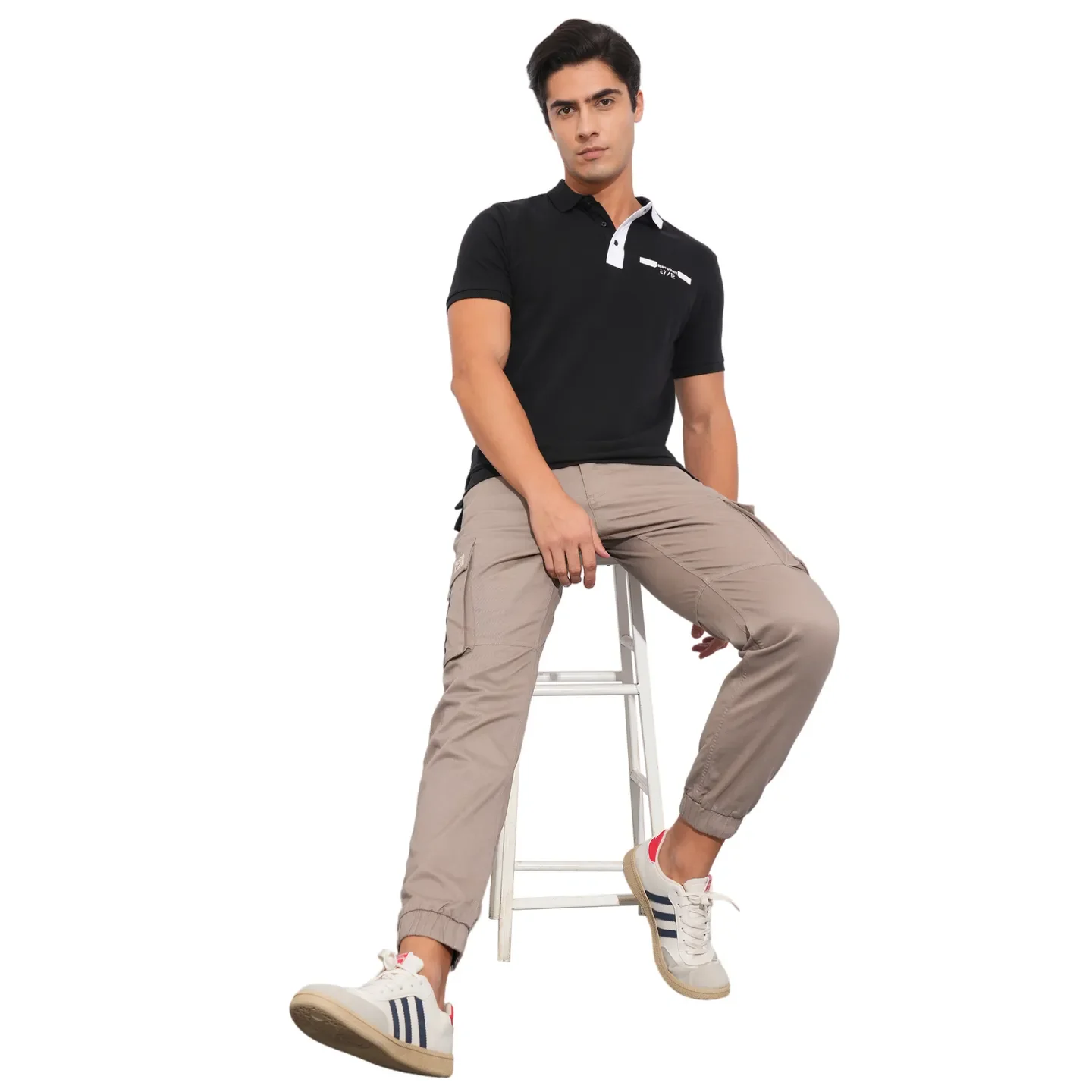 Black Regular Fit Men's Polo T-Shirt by Being Human Clothing - Image 4