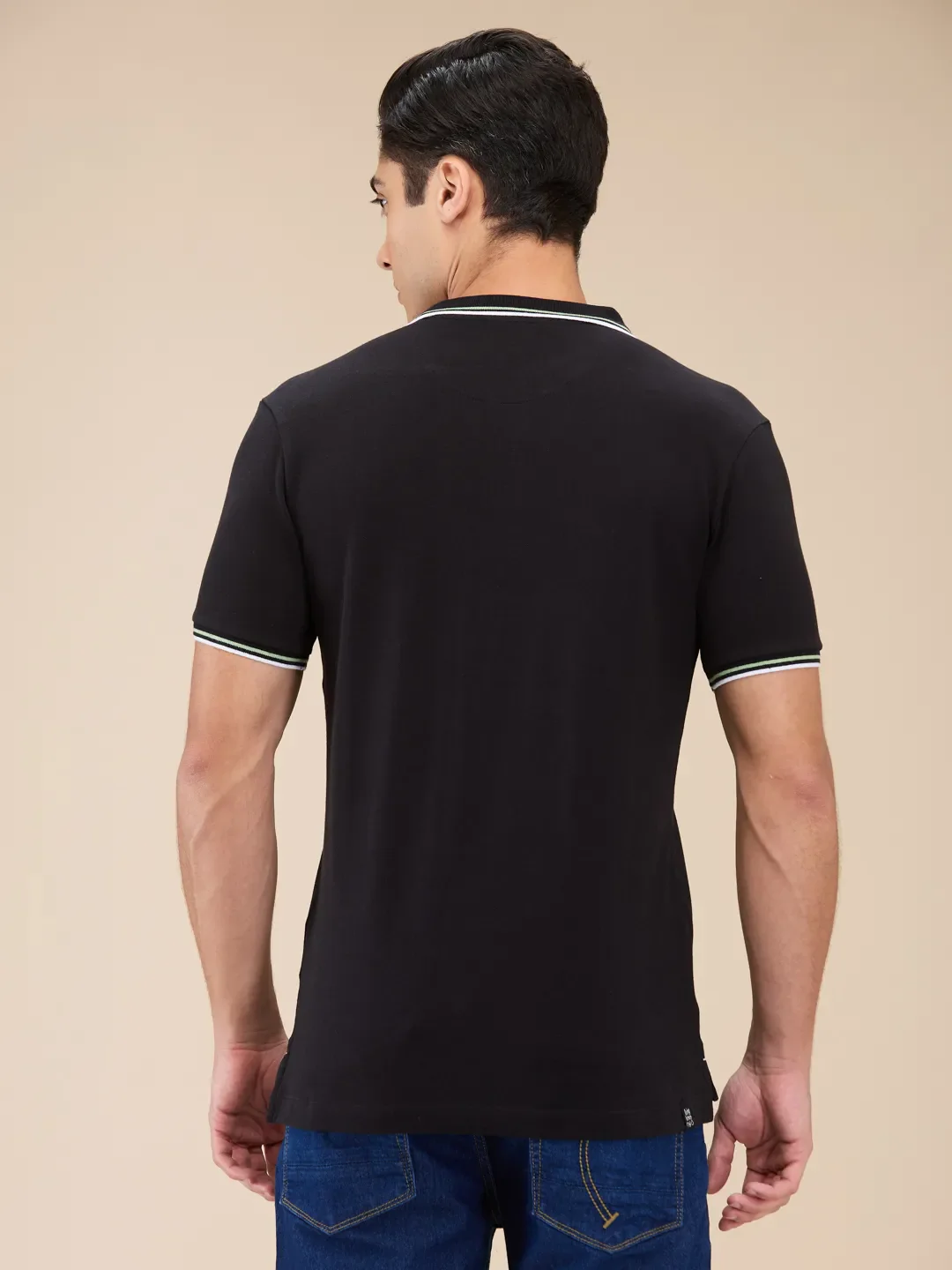 Black Regular Fit Men's Polo T-Shirt by Being Human Clothing - Image 3