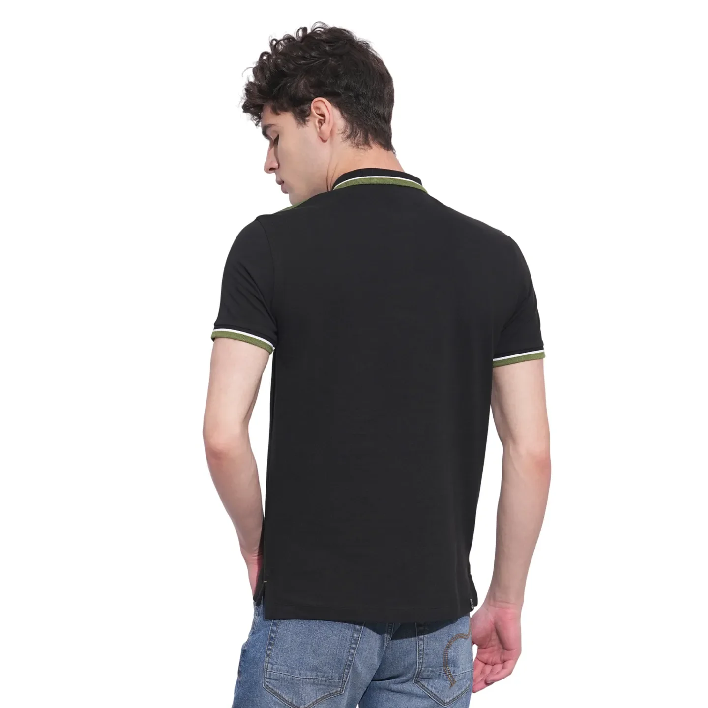 Black Regular Fit Men's Polo T-Shirt by Being Human Clothing - Image 3