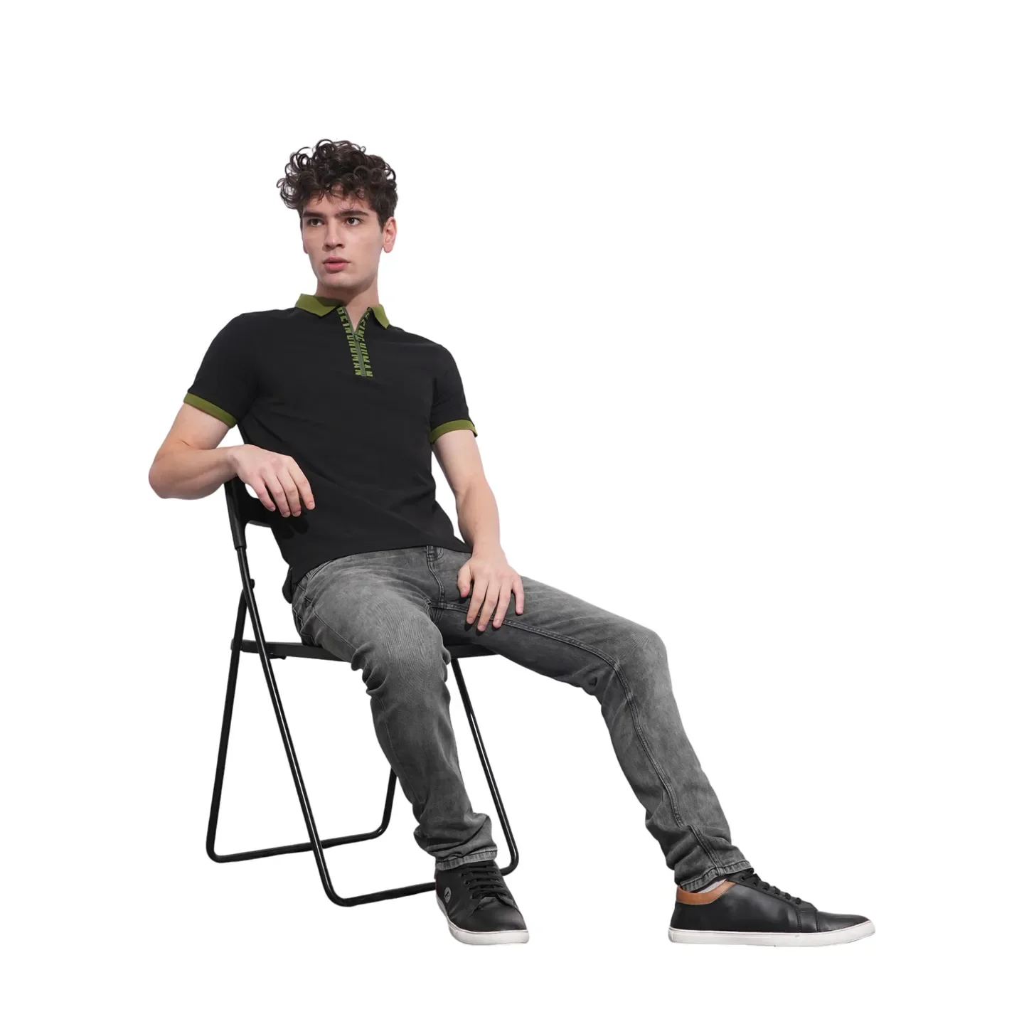 Black Regular Fit Men's Polo T-Shirt by Being Human Clothing - Image 4