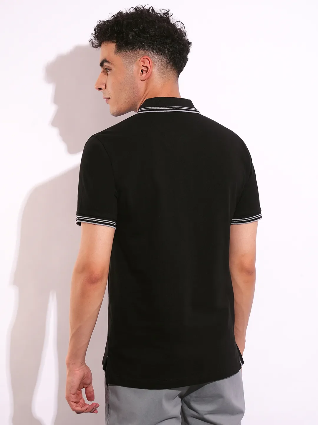 Black Regular Fit Men's Polo T-Shirt by Being Human Clothing - Image 3