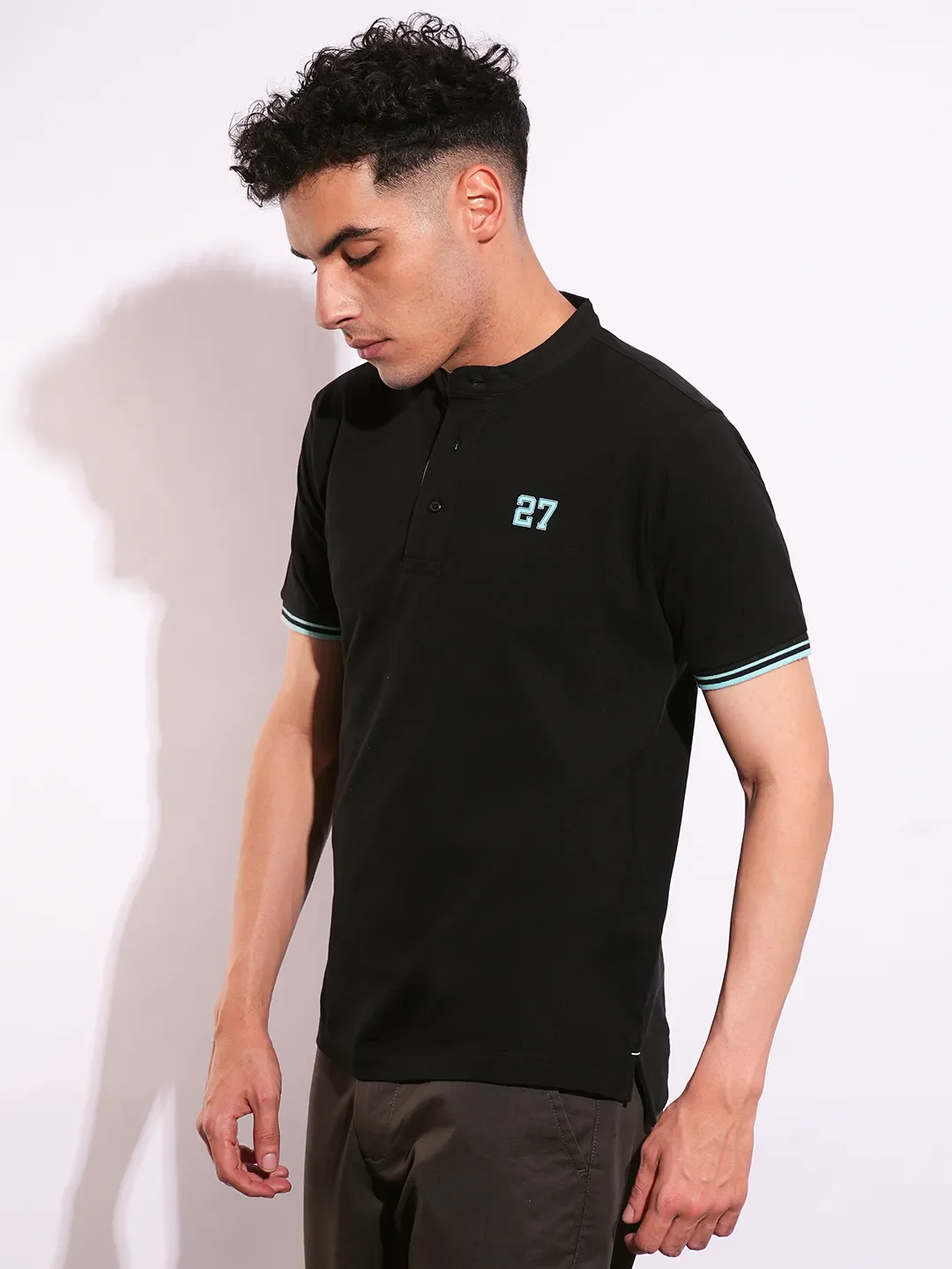 Black Regular Fit Men's Polo T-Shirt by Being Human Clothing - Image 2