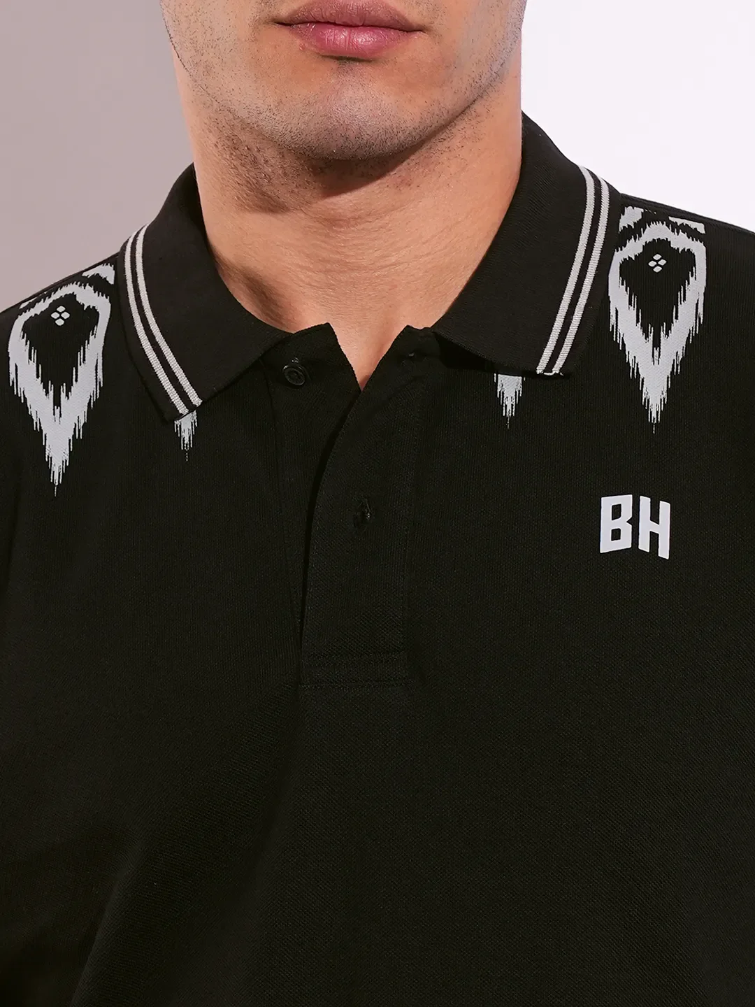 Black Regular Fit Men's Polo T-Shirt by Being Human Clothing - Image 5