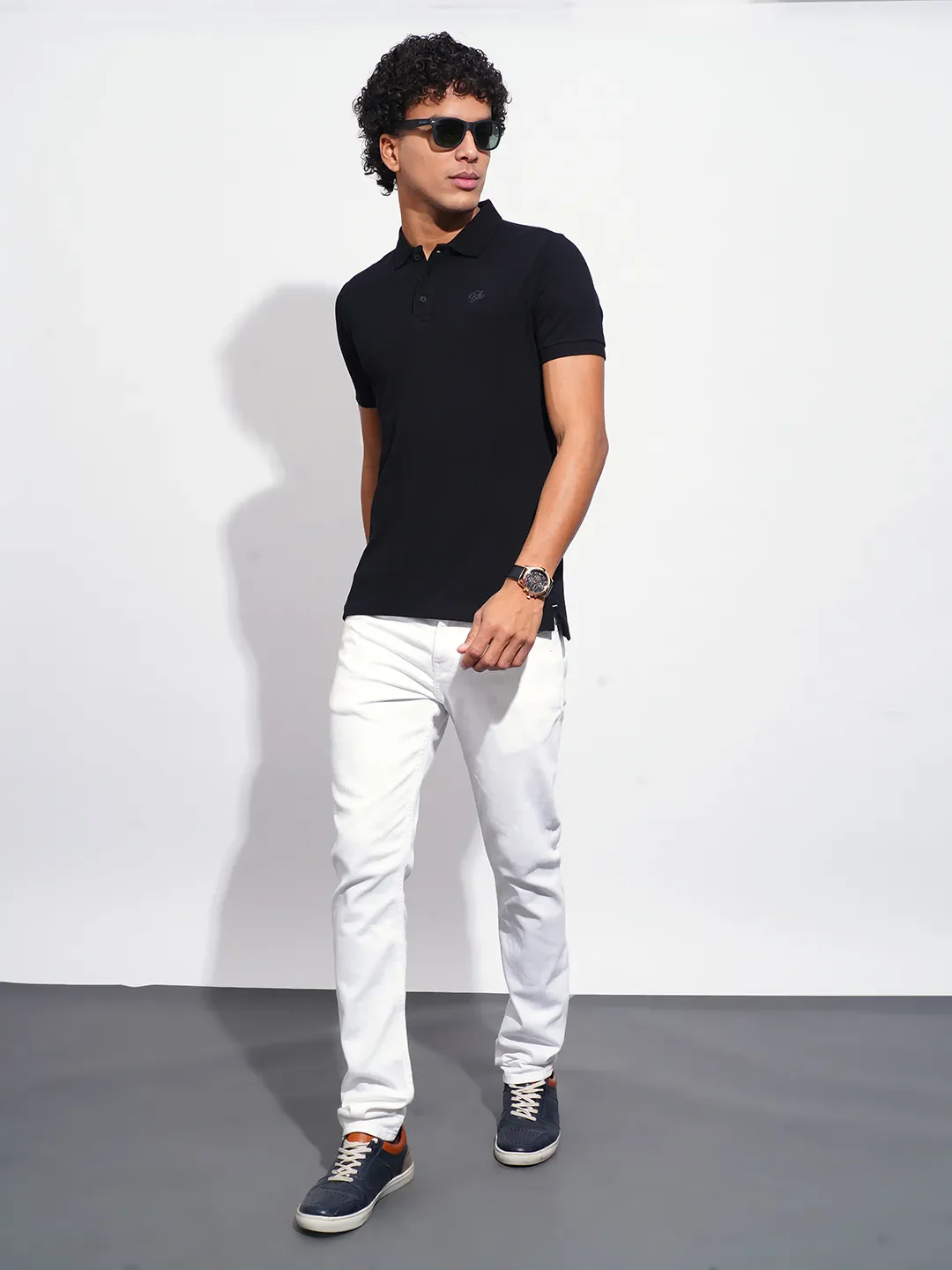 Black Regular Fit Men's Polo T-Shirt by Being Human Clothing - Image 4