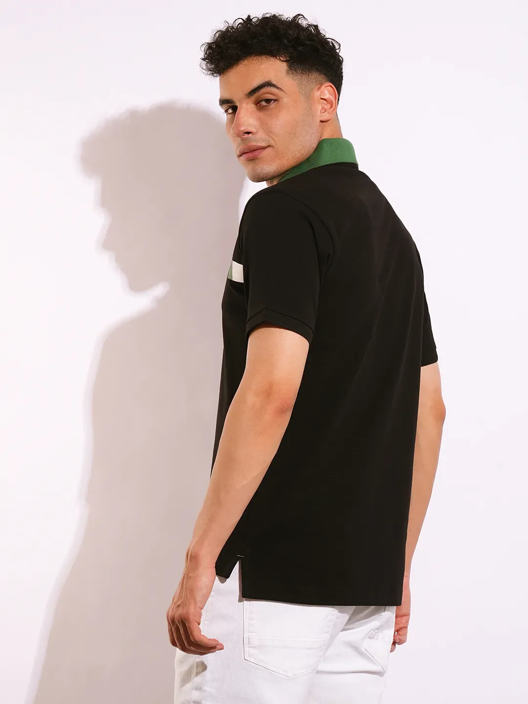 Black Regular Fit Men's Polo T-Shirt by Being Human Clothing - Image 3