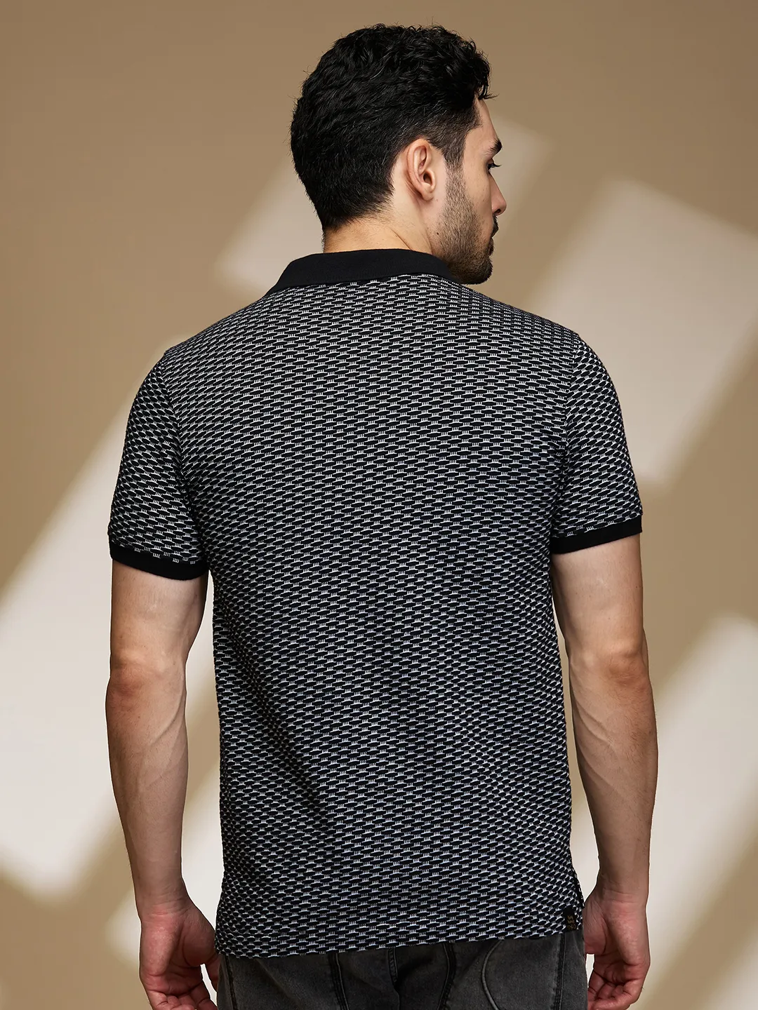 Black Regular Fit Men's Polo T-Shirt by Being Human Clothing - Image 3
