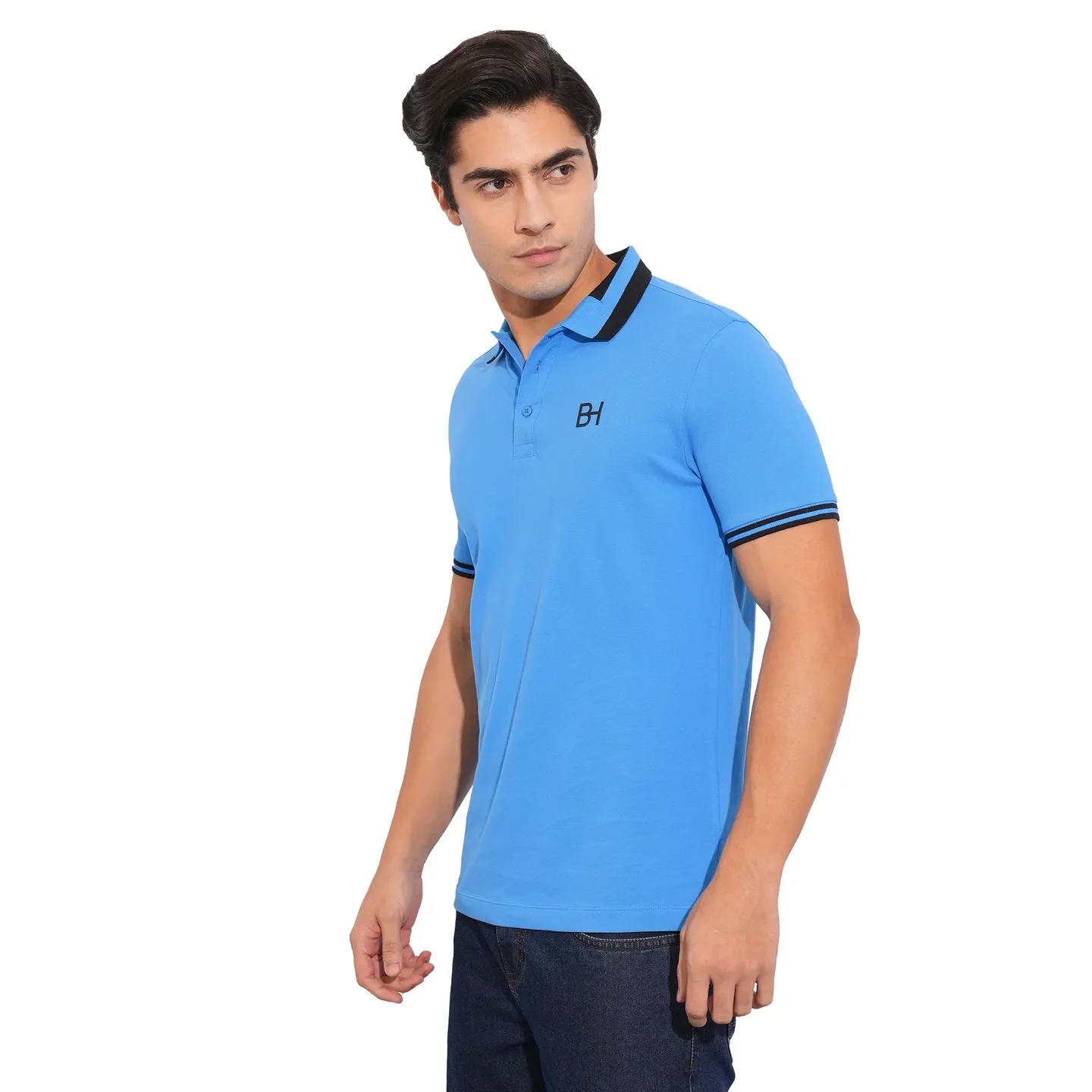 Blue Regular Fit Men's Polo T-Shirt by Being Human Clothing - Image 2