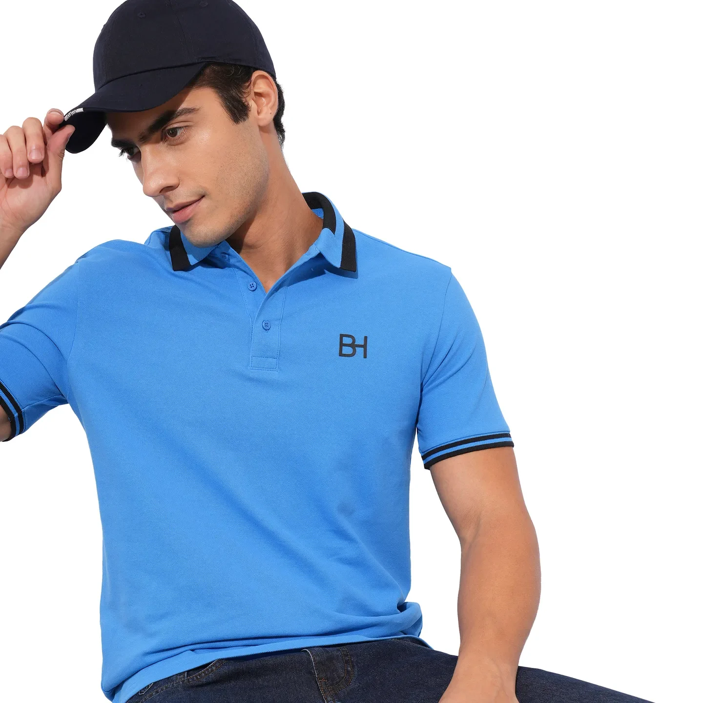 Blue Regular Fit Men's Polo T-Shirt by Being Human Clothing - Image 6
