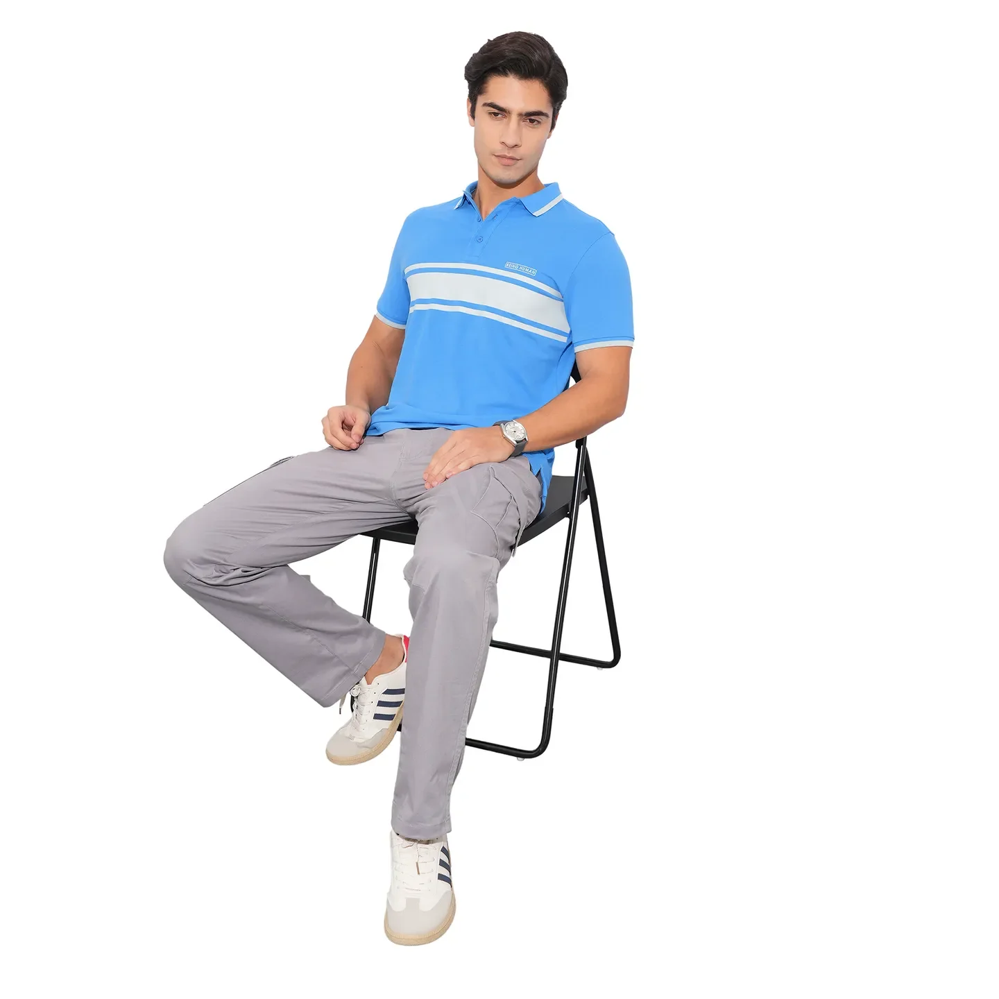 Blue Regular Fit Men's Polo T-Shirt by Being Human Clothing - Image 4