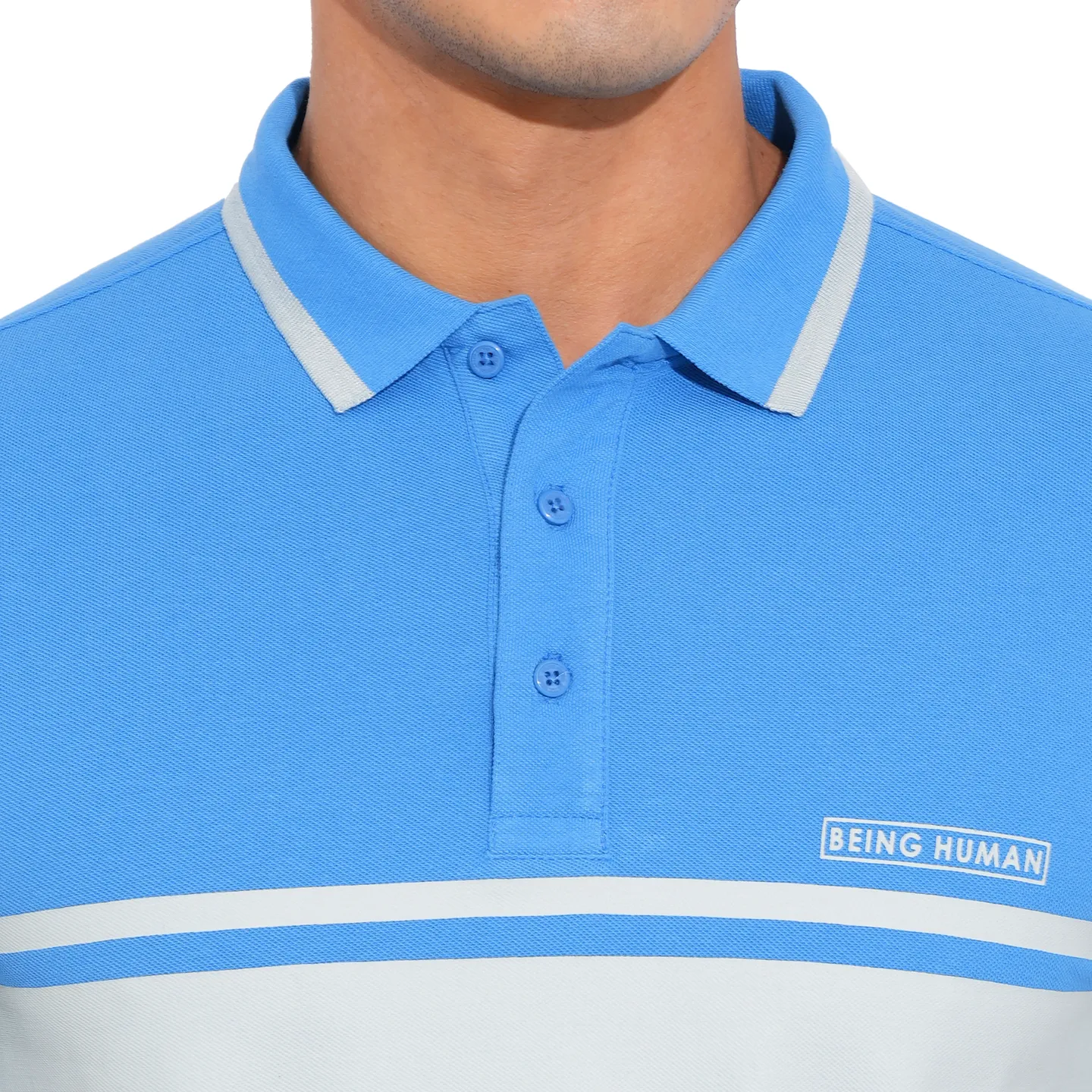 Blue Regular Fit Men's Polo T-Shirt by Being Human Clothing - Image 5