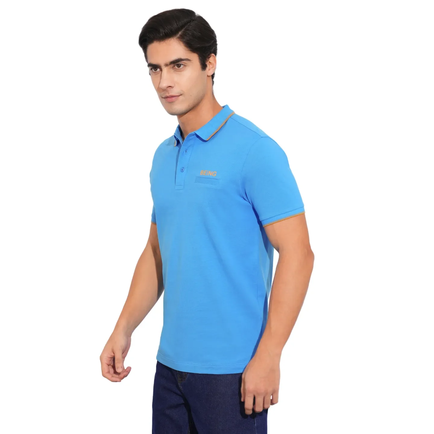 Blue Regular Fit Men's Polo T-Shirt by Being Human Clothing - Image 2