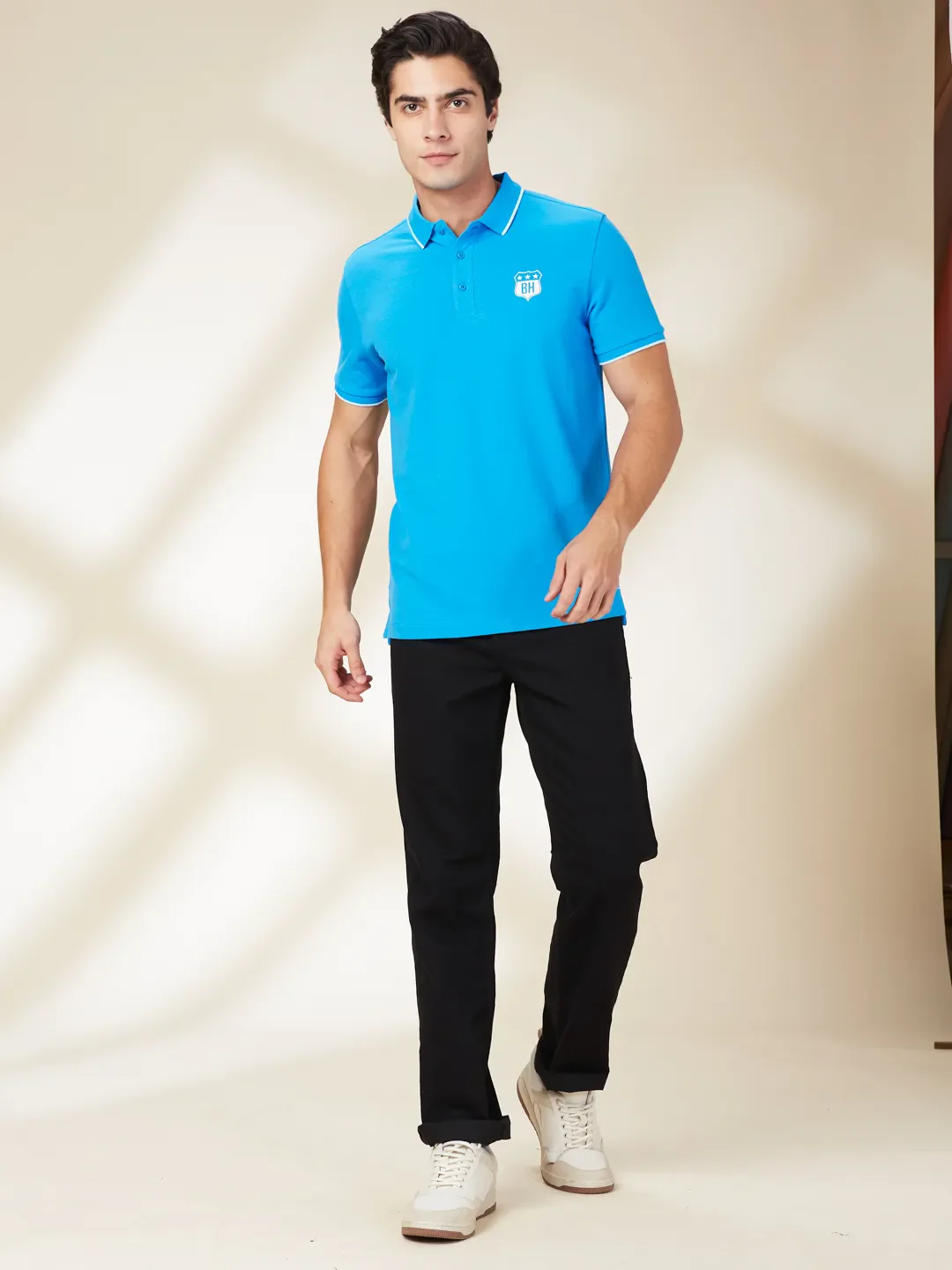 Blue Regular Fit Men's Polo T-Shirt by Being Human Clothing - Image 2
