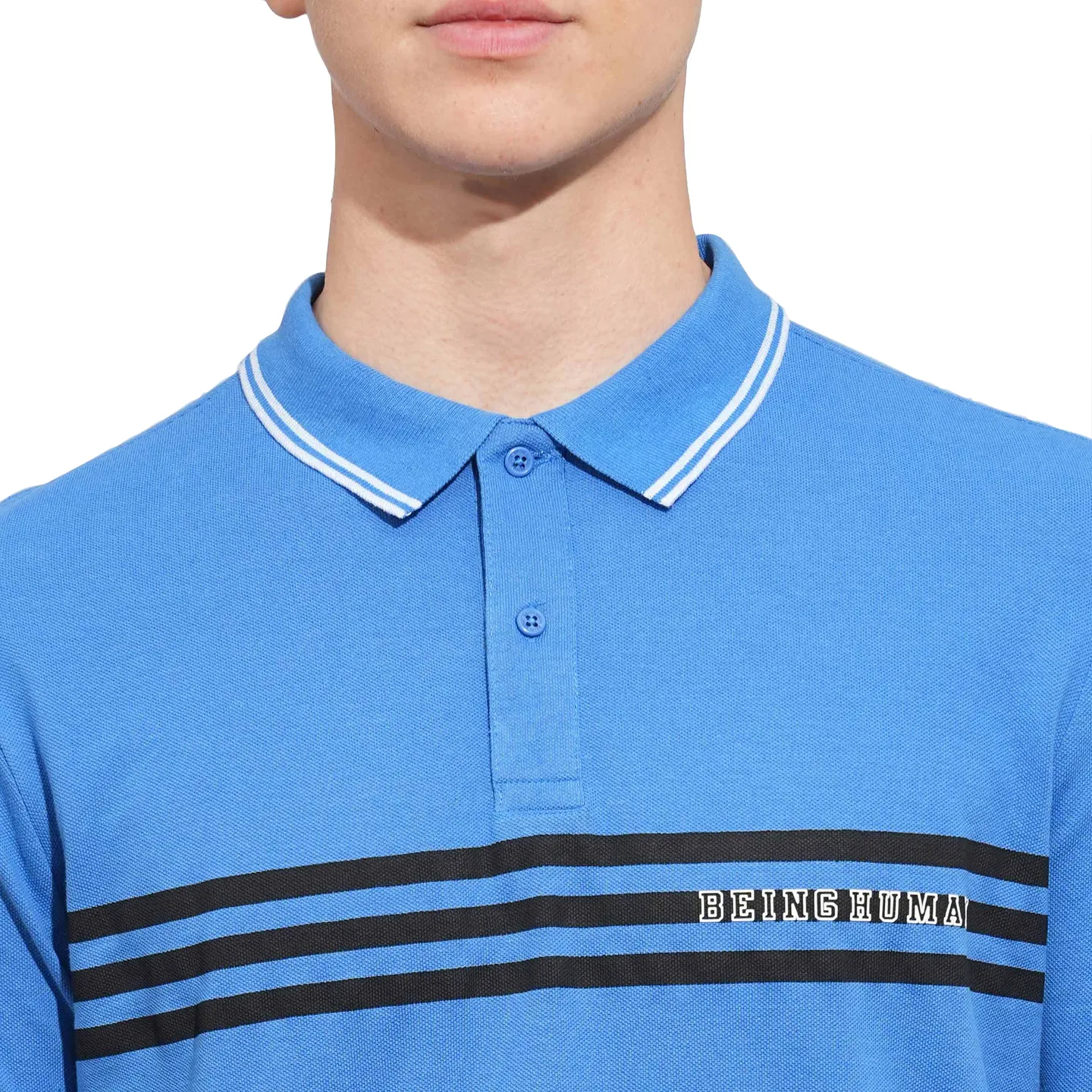 Blue Regular Fit Men's Polo T-Shirt by Being Human Clothing - Image 5