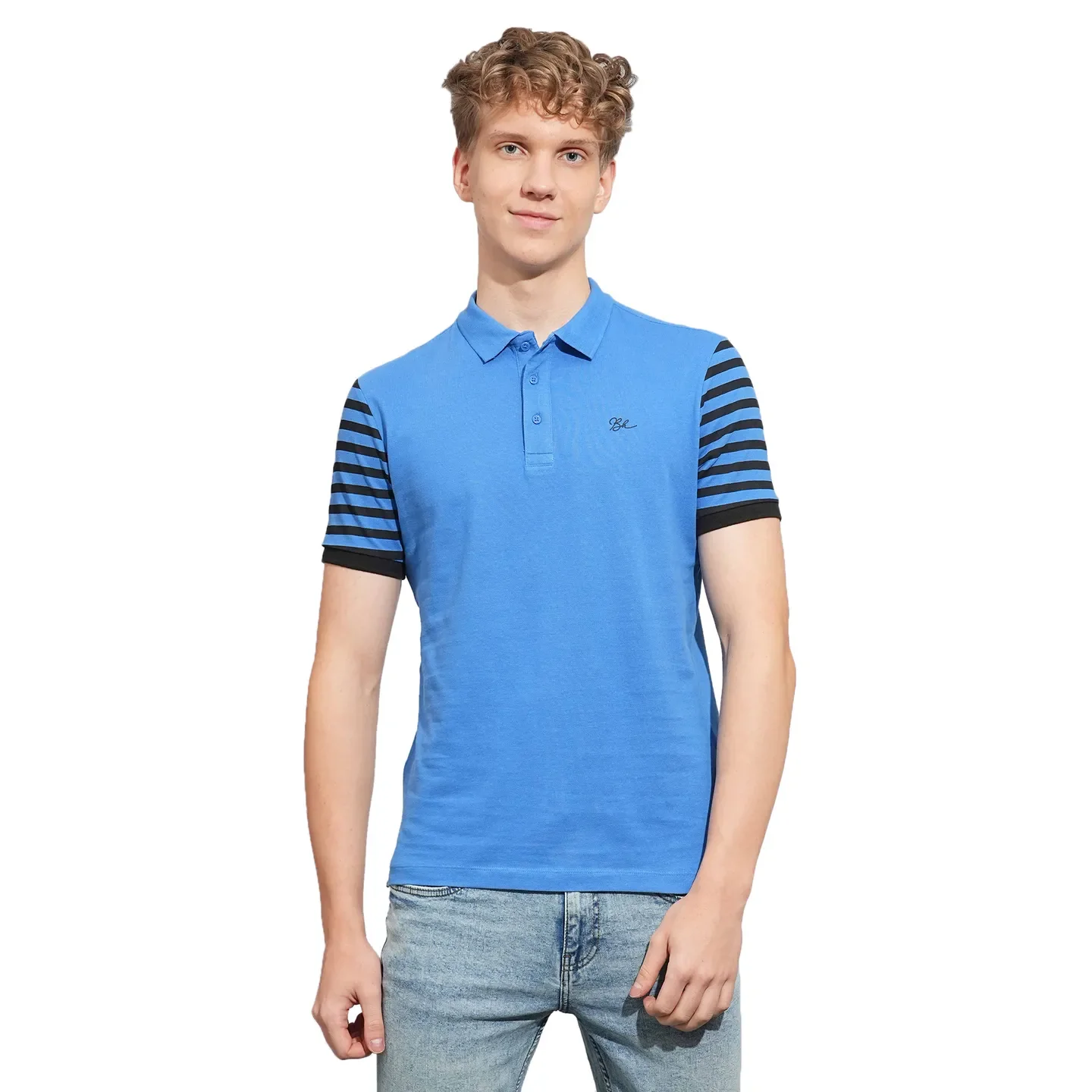 Blue Regular Fit Men's Polo T-Shirt by Being Human Clothing