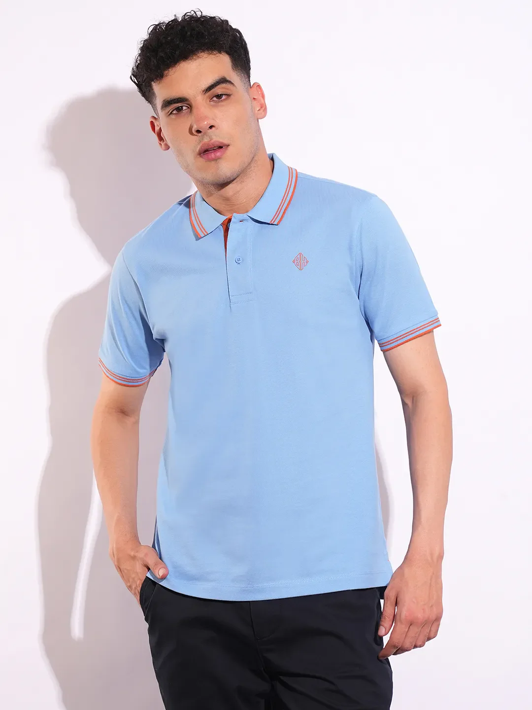 Blue Regular Fit Men's Polo T-Shirt by Being Human Clothing