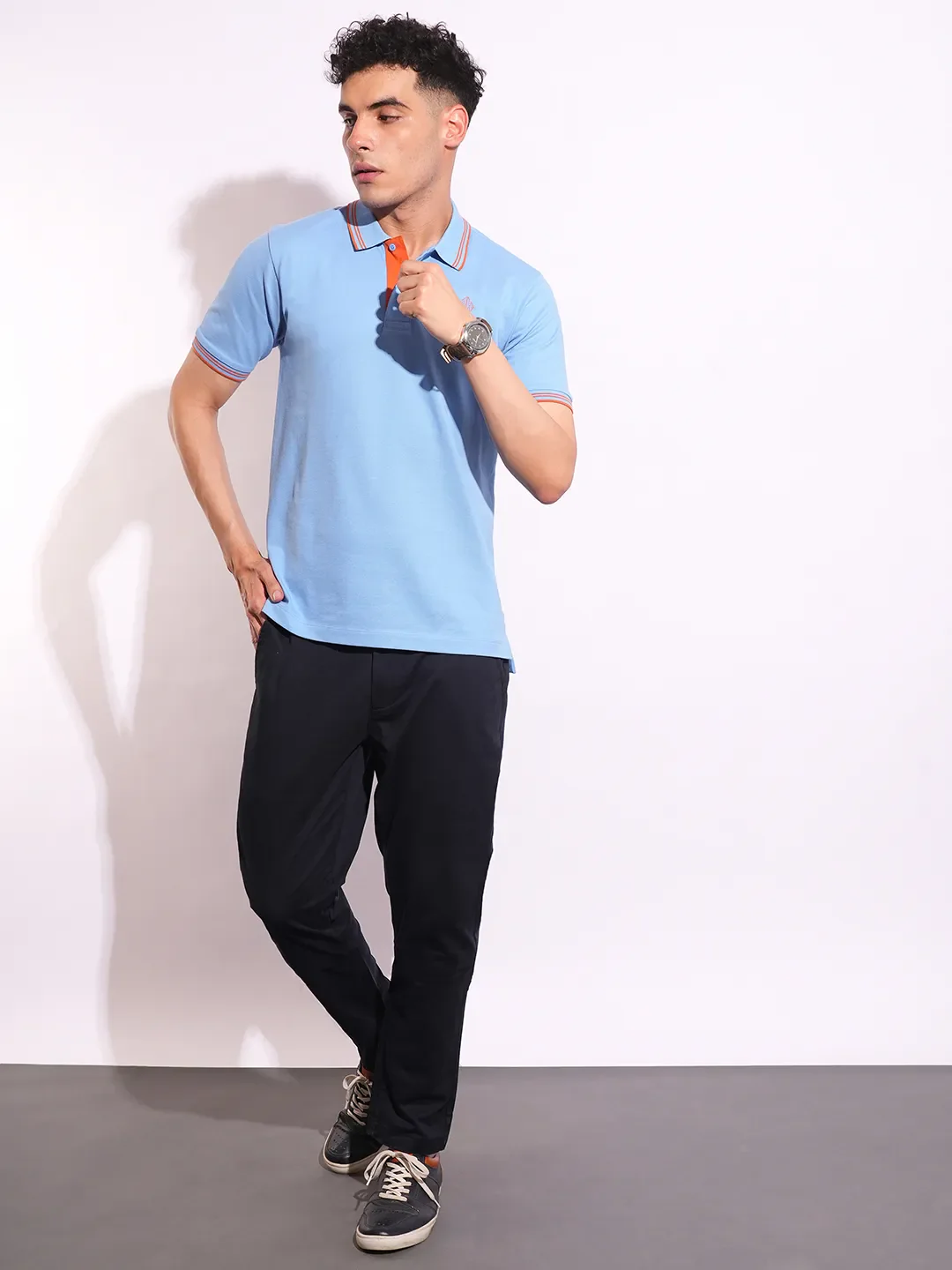 Blue Regular Fit Men's Polo T-Shirt by Being Human Clothing - Image 4
