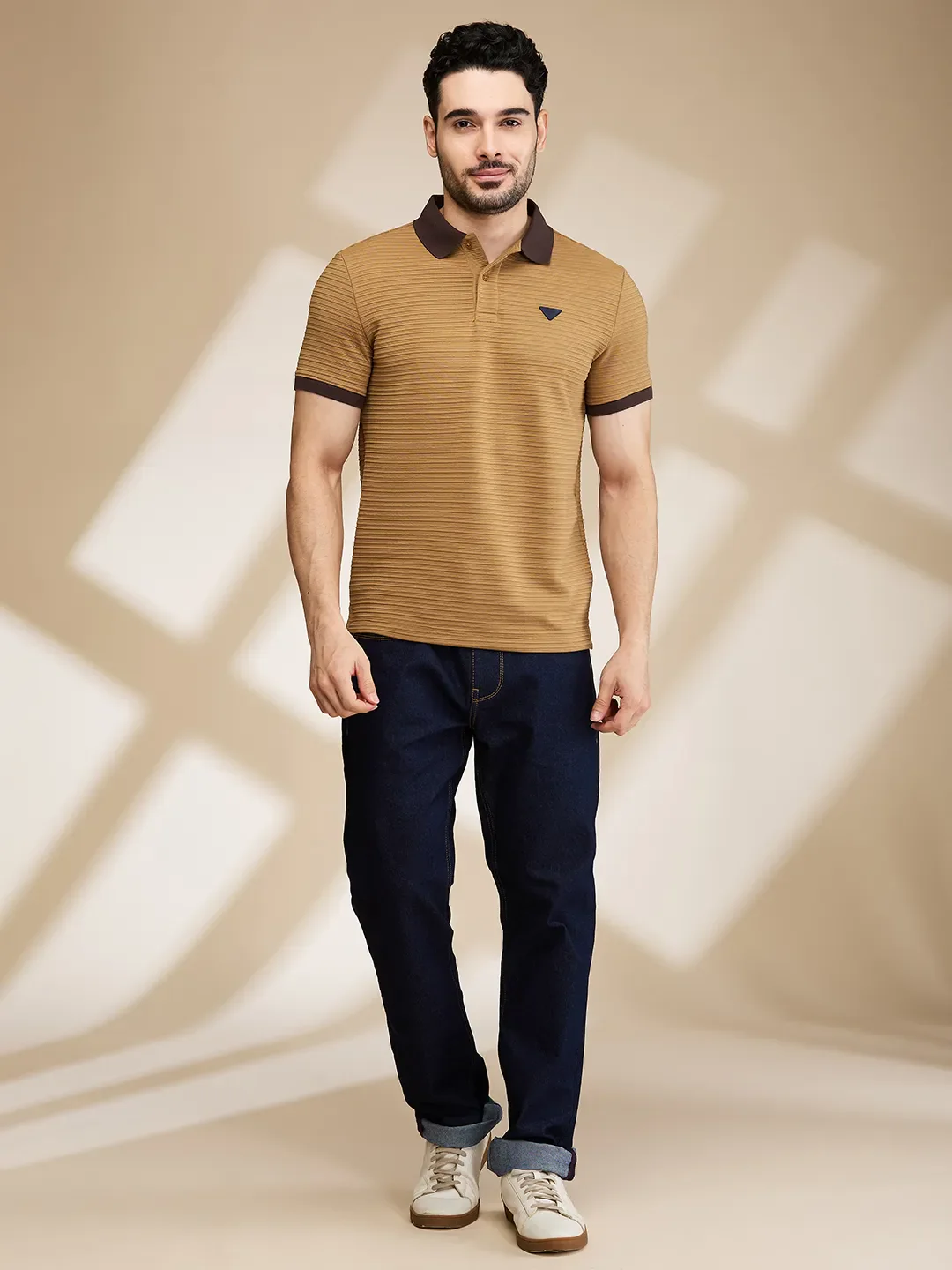 Brown Regular Fit Men's Polo T-Shirt by Being Human Clothing - Image 2
