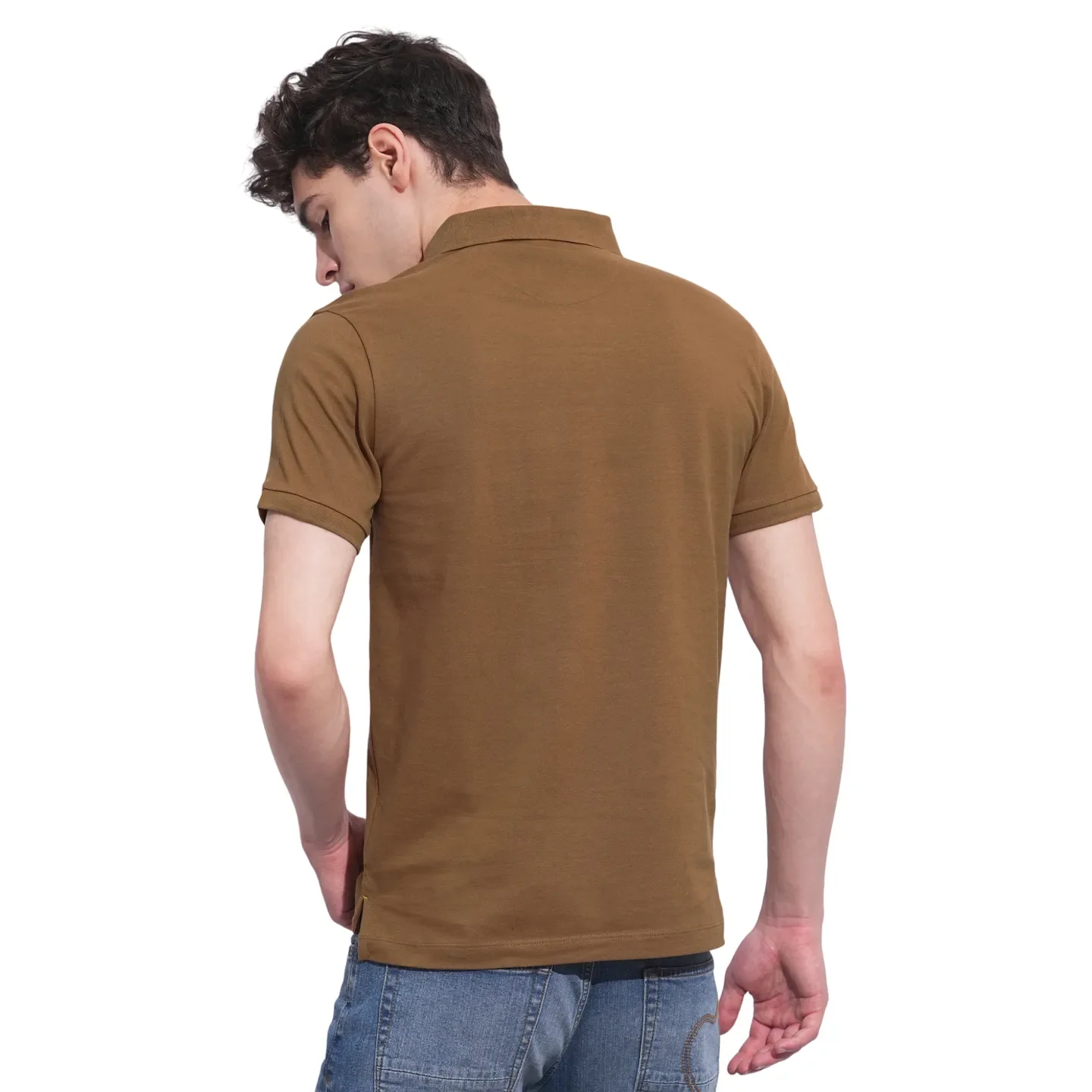 Brown Regular Fit Men's Polo T-Shirt by Being Human Clothing - Image 3