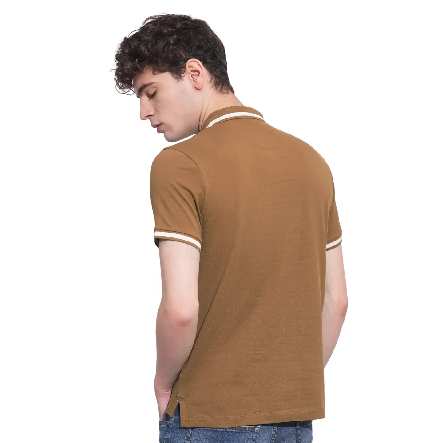 Brown Regular Fit Men's Polo T-Shirt by Being Human Clothing - Image 3
