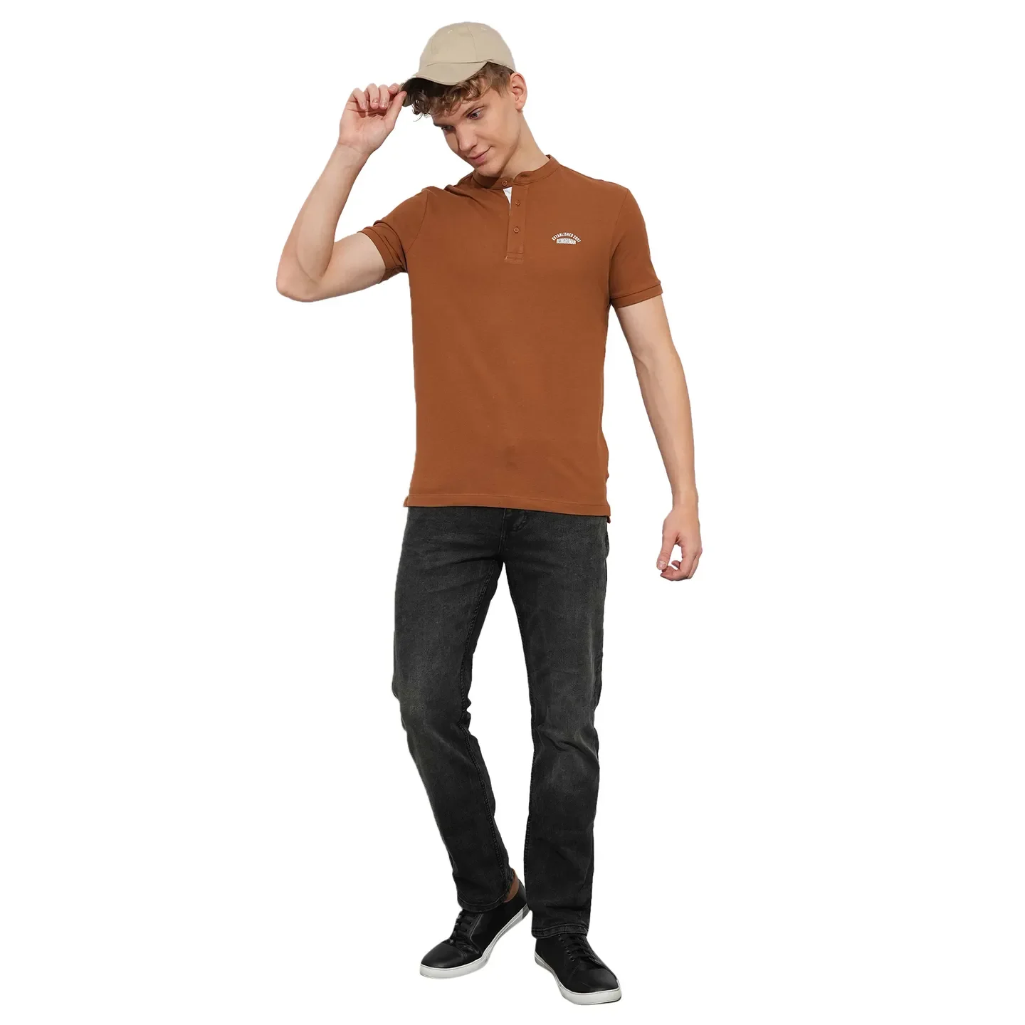 Brown Regular Fit Men's Polo T-Shirt by Being Human Clothing - Image 4