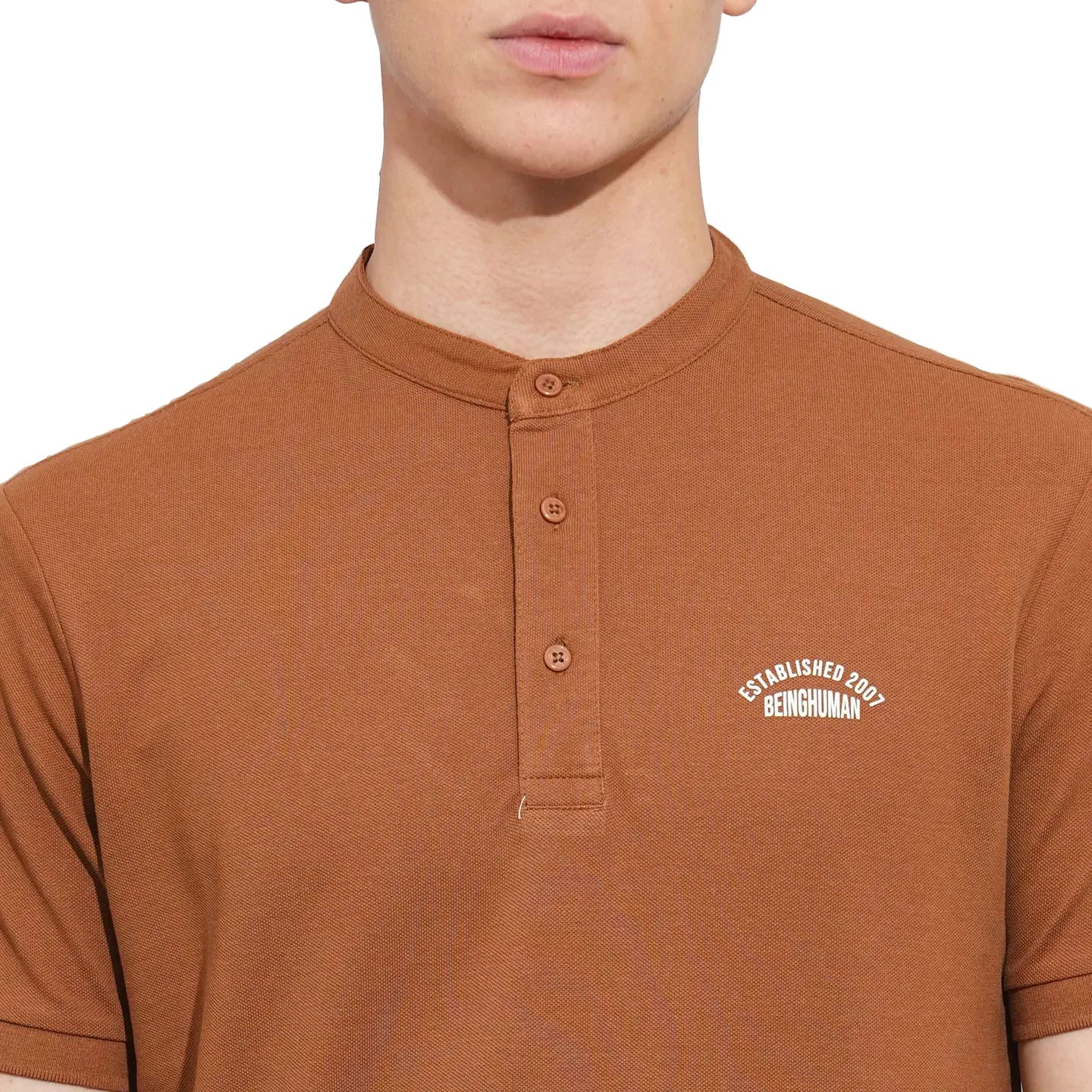 Brown Regular Fit Men's Polo T-Shirt by Being Human Clothing - Image 5