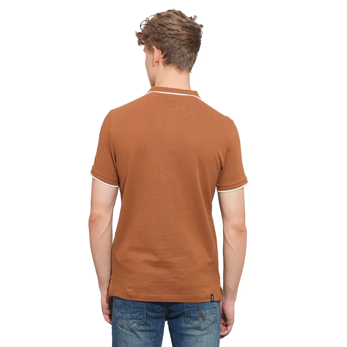 Brown Regular Fit Men's Polo T-Shirt by Being Human Clothing - Image 3