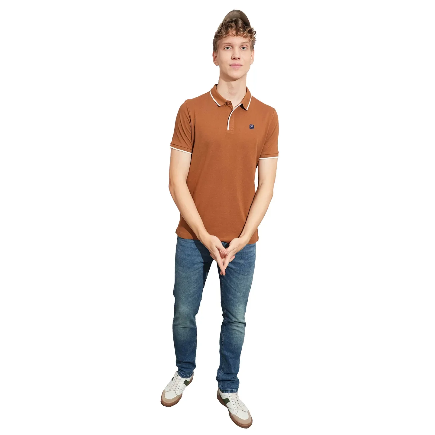 Brown Regular Fit Men's Polo T-Shirt by Being Human Clothing - Image 4