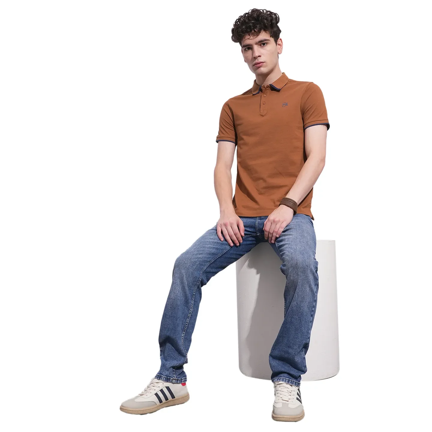 Brown Regular Fit Men's Polo T-Shirt by Being Human Clothing - Image 4