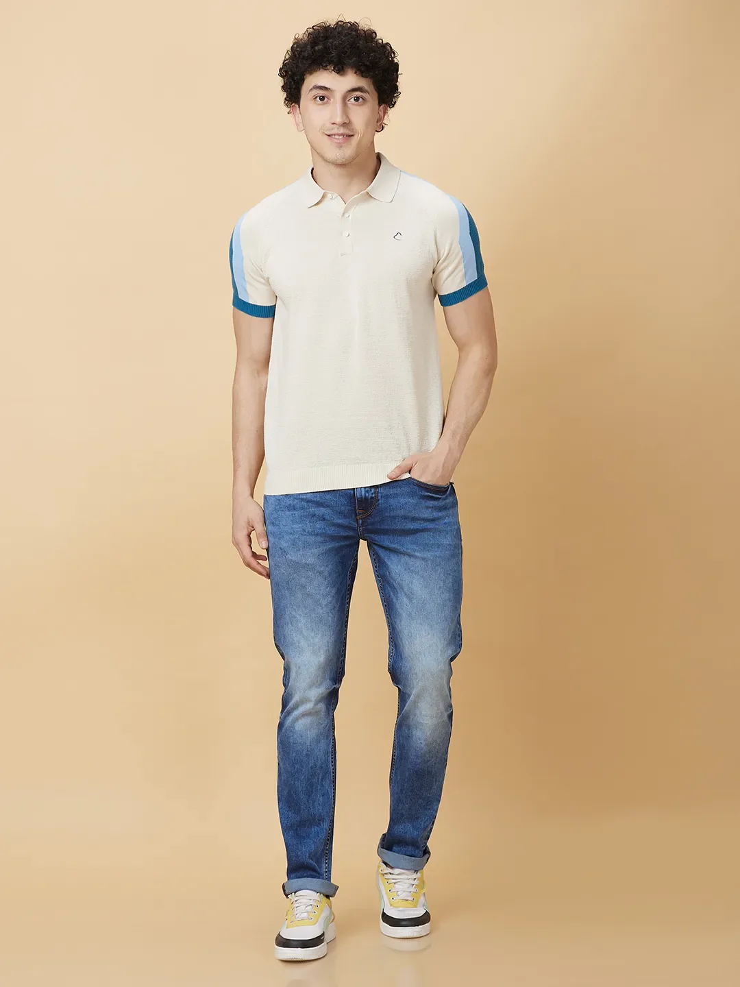 White Regular Fit Men's Polo T-Shirt by Being Human Clothing - Image 2