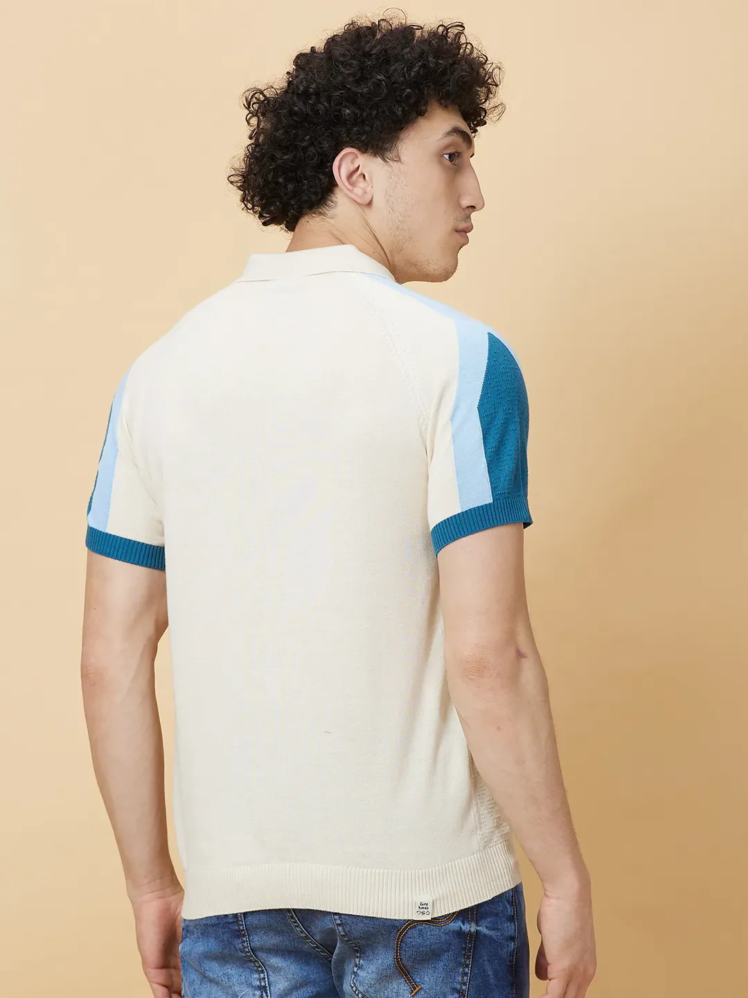 White Regular Fit Men's Polo T-Shirt by Being Human Clothing - Image 3