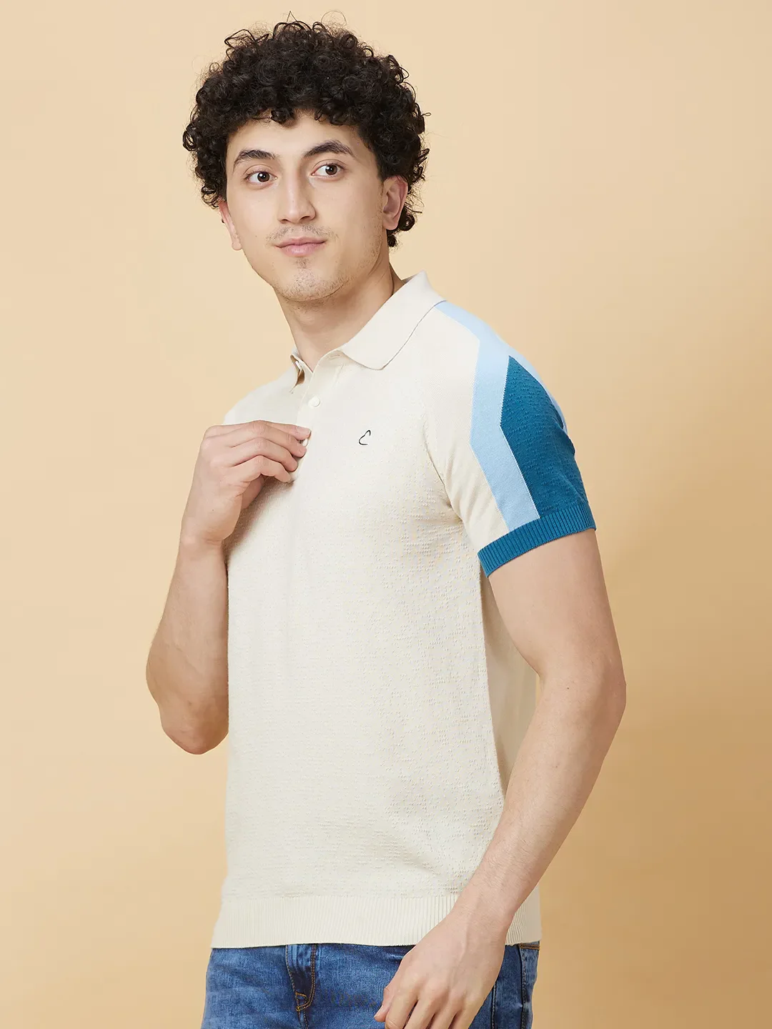 White Regular Fit Men's Polo T-Shirt by Being Human Clothing - Image 4