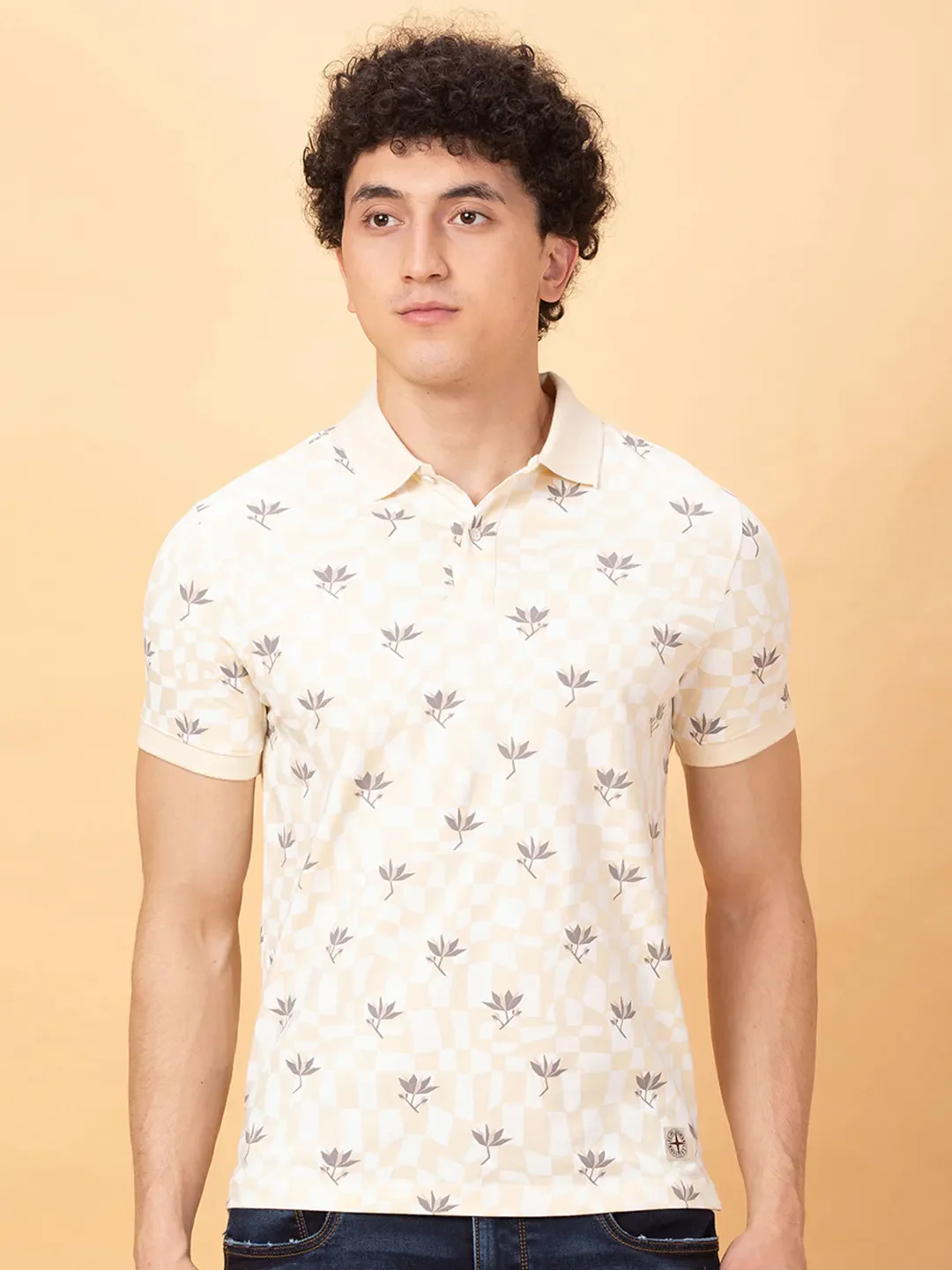 Off White Regular Fit Men's Polo T-shirt by Being Human Clothing