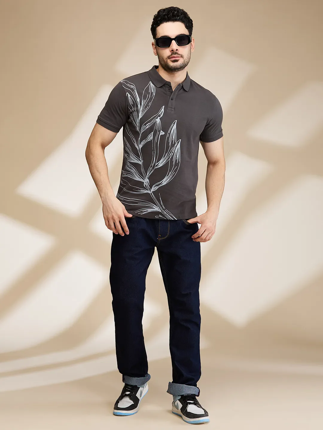 Grey Regular Fit Men's Polo T-Shirt by Being Human Clothing - Image 6
