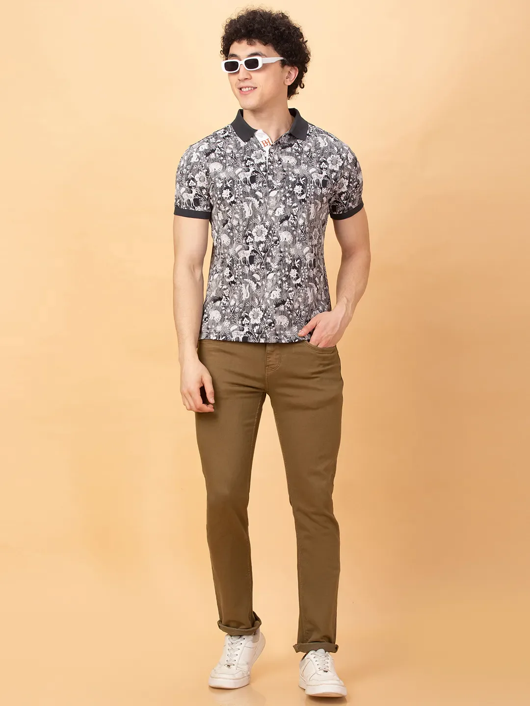 Grey Regular Fit Men's Polo T-shirt by Being Human Clothing - Image 6