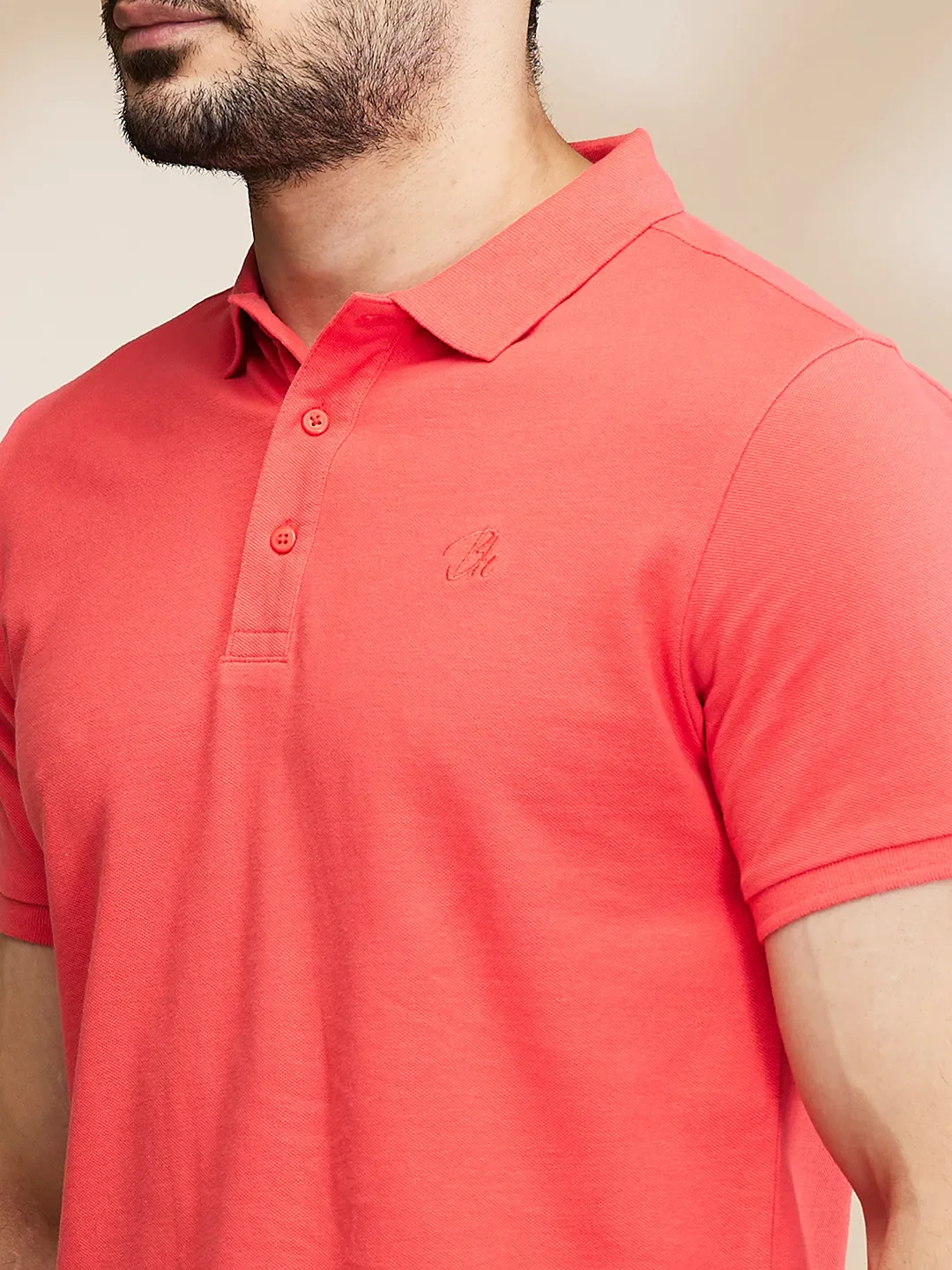 Coral Regular Fit Men's Polo T-Shirt by Being Human Clothing - Image 5