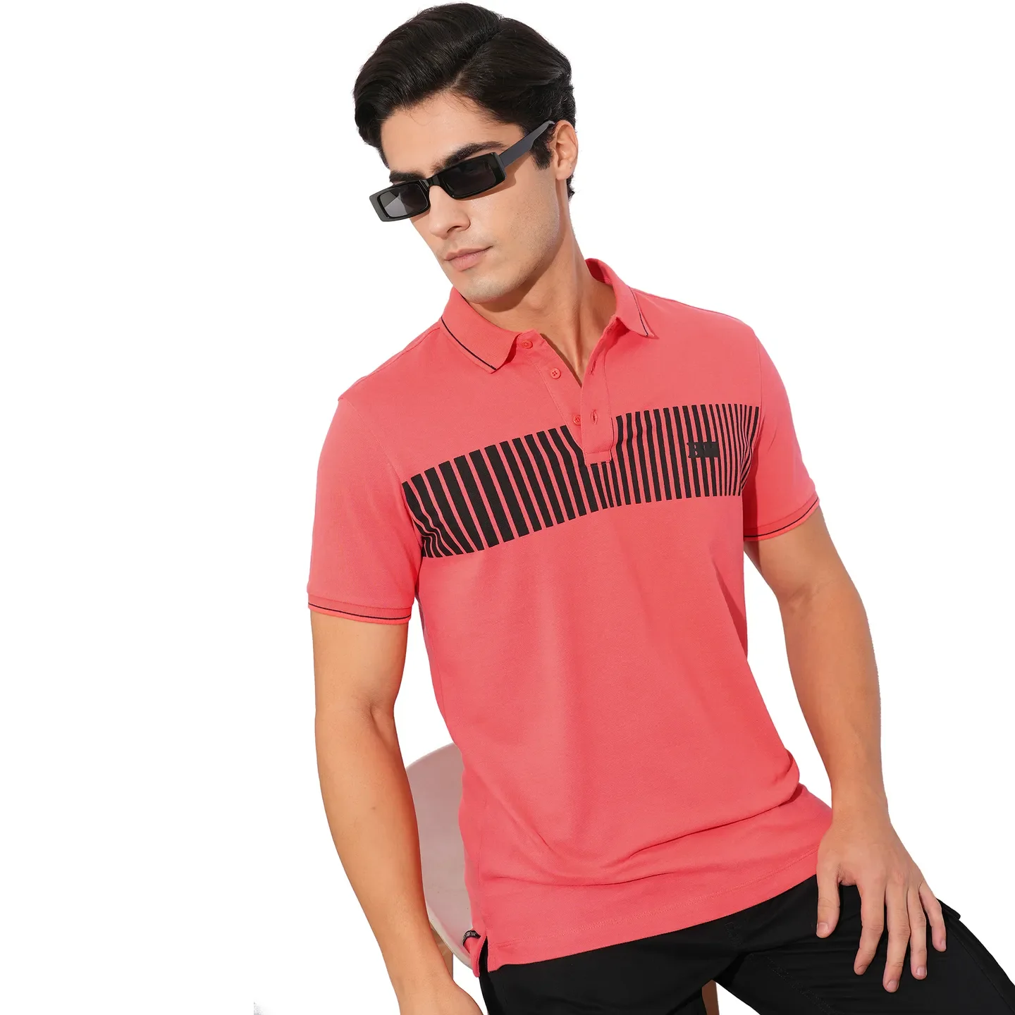 Coral Regular Fit Men's Polo T-Shirt by Being Human Clothing - Image 6