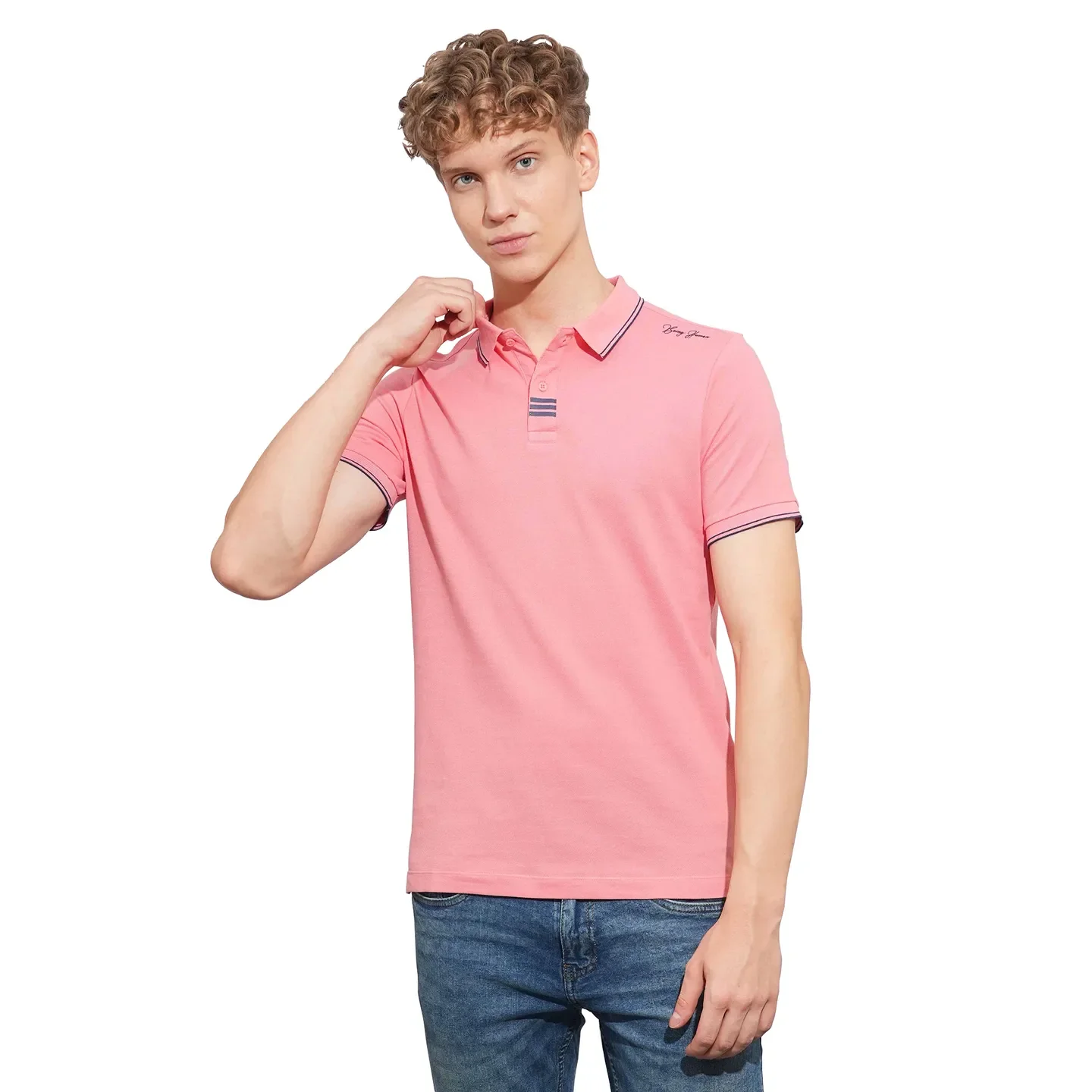 Coral Regular Fit Men's Polo T-Shirt by Being Human Clothing