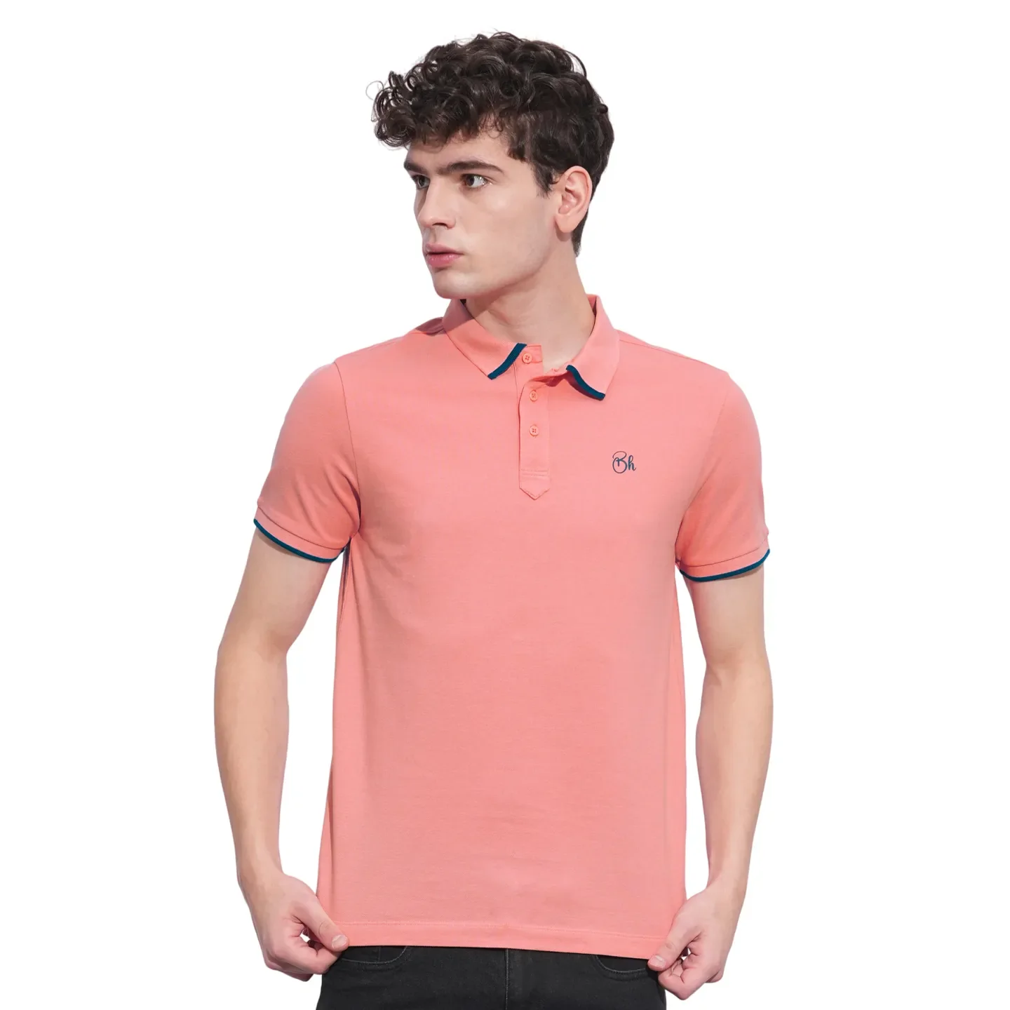 Coral Regular Fit Men's Polo T-Shirt by Being Human Clothing