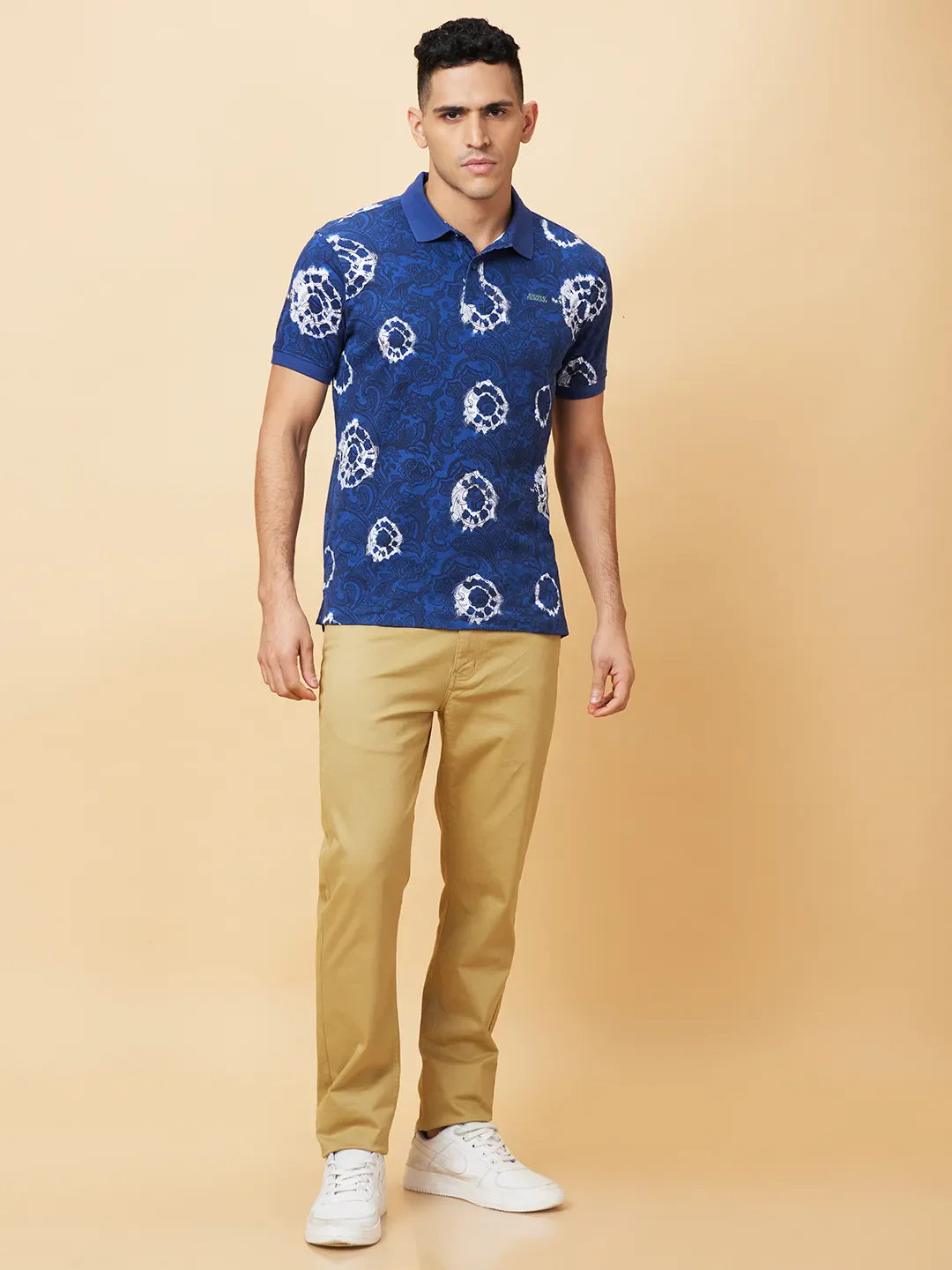 Teal Regular Fit Men's Polo T-shirt by Being Human Clothing - Image 2