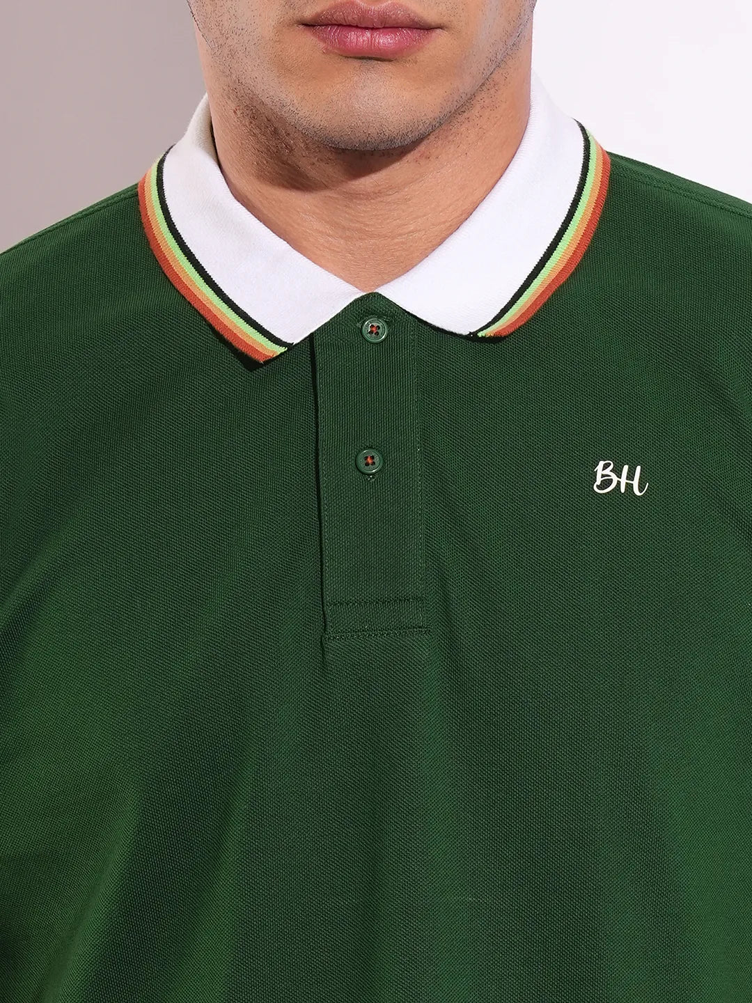 Green Regular Fit Men's Polo T-Shirt by Being Human Clothing - Image 5