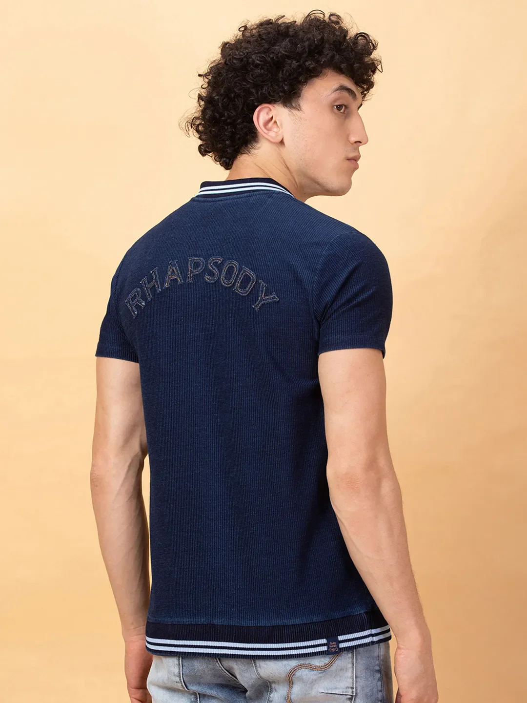 Dark Navy Easy Fit Men's Polo T-shirt by Being Human Clothing - Image 3