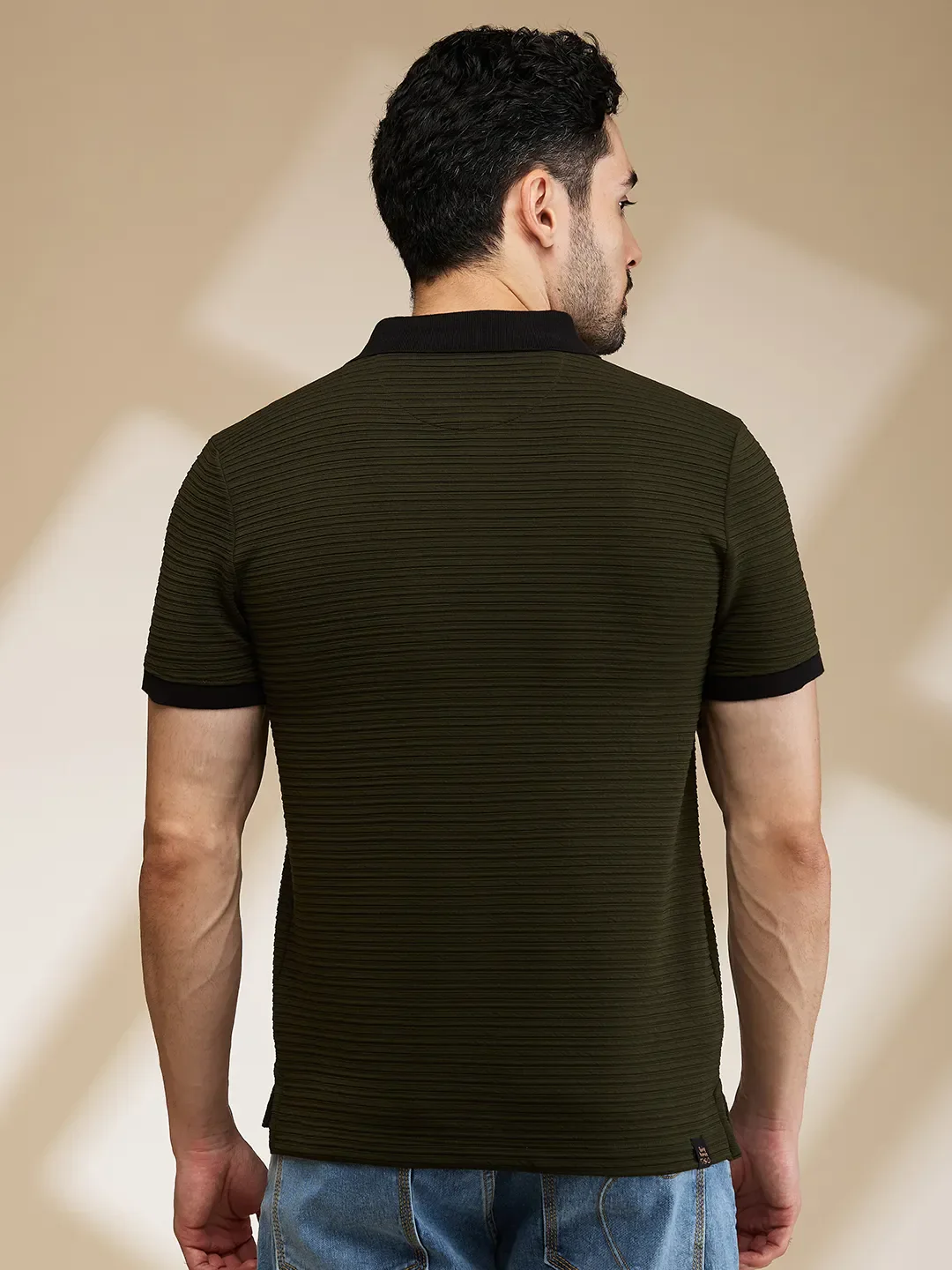 Dark Green Regular Fit Men's Polo T-Shirt by Being Human Clothing - Image 3