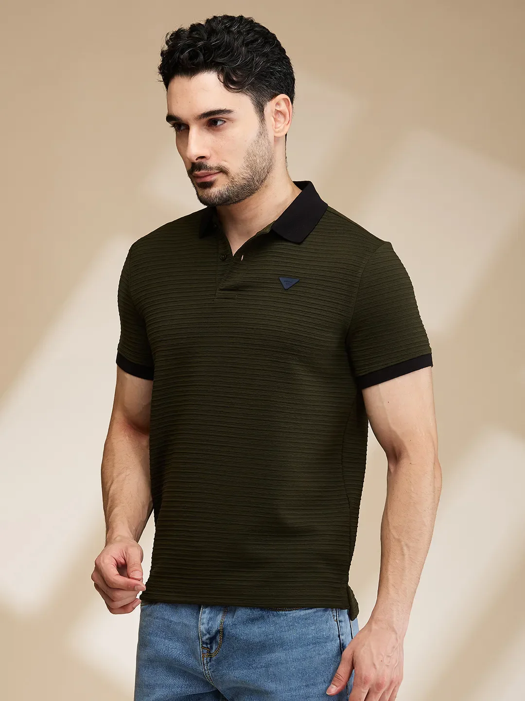 Dark Green Regular Fit Men's Polo T-Shirt by Being Human Clothing - Image 4