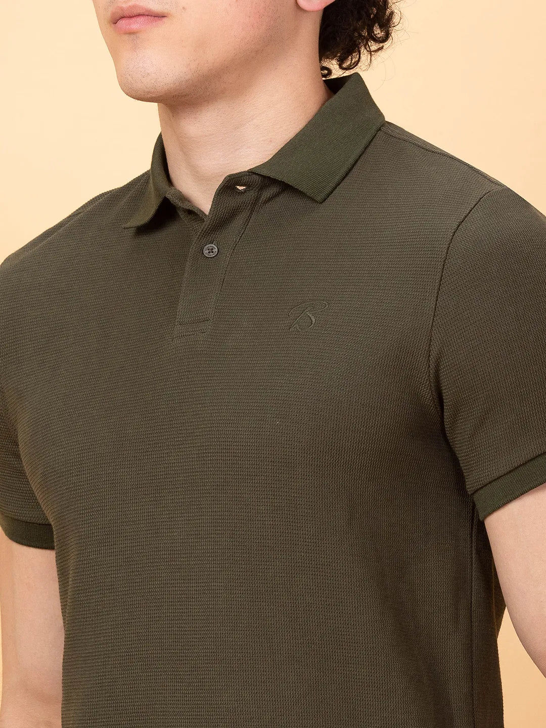 Olive Regular Fit Men's Polo T-shirt by Being Human Clothing - Image 5