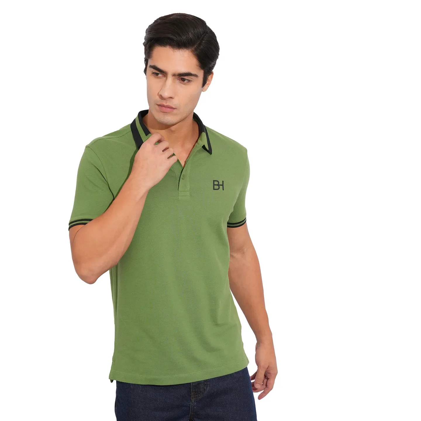 Dark Olive Regular Fit Men's Polo T-Shirt by Being Human Clothing