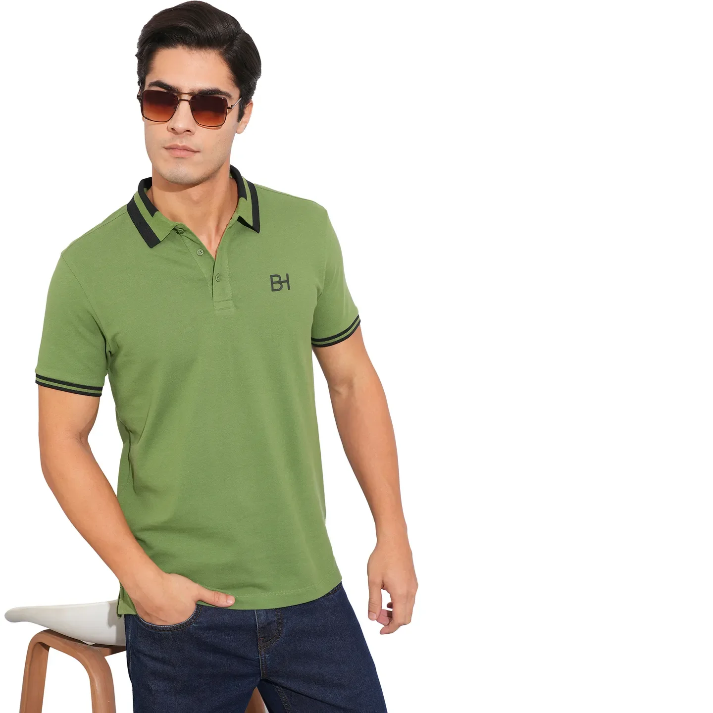 Dark Olive Regular Fit Men's Polo T-Shirt by Being Human Clothing - Image 6