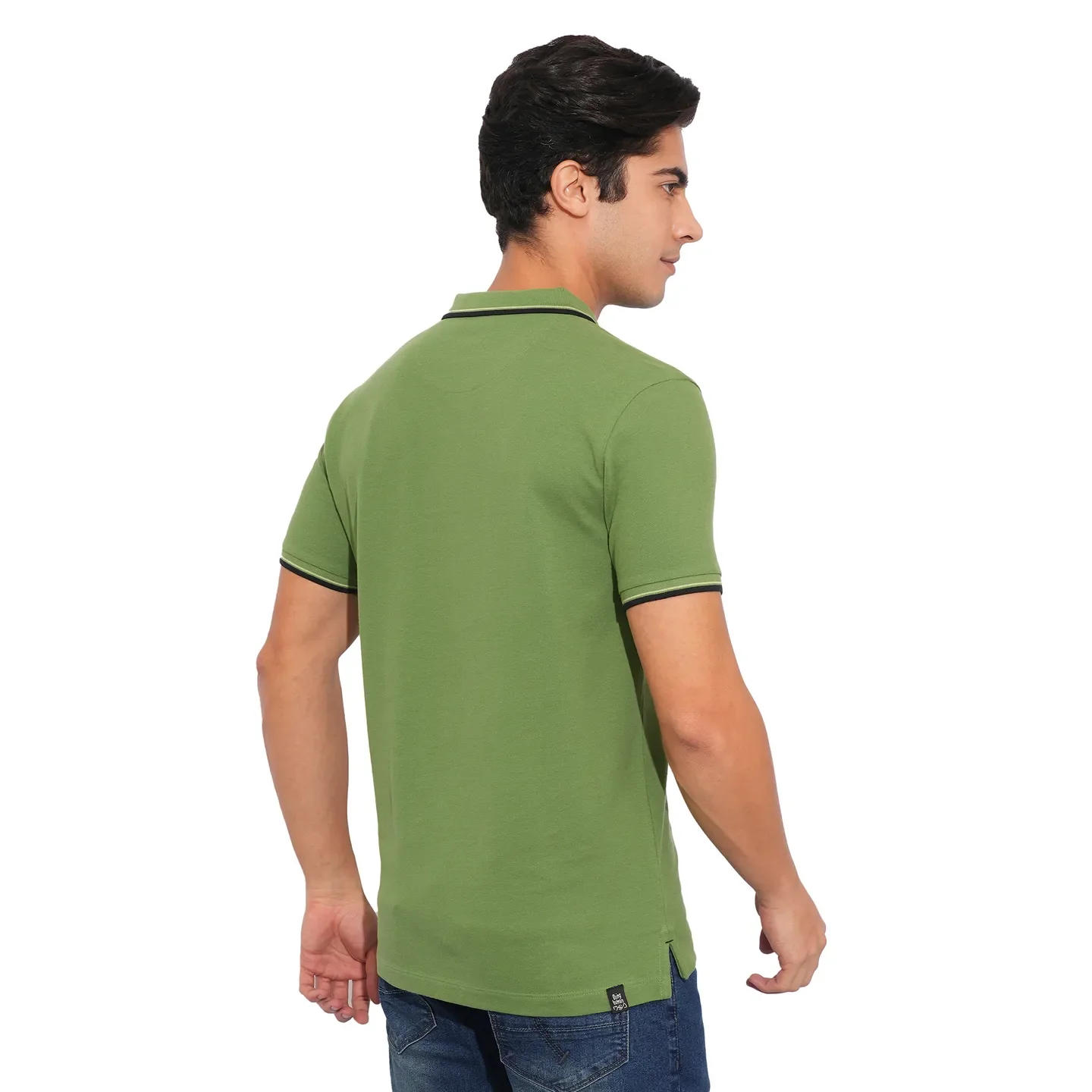 Dark Olive Regular Fit Men's Polo T-Shirt by Being Human Clothing - Image 3