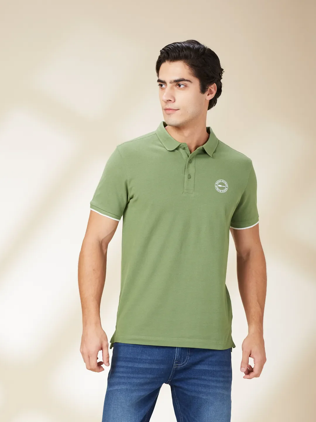 Dark Green Regular Fit Men's Polo T-Shirt by Being Human Clothing